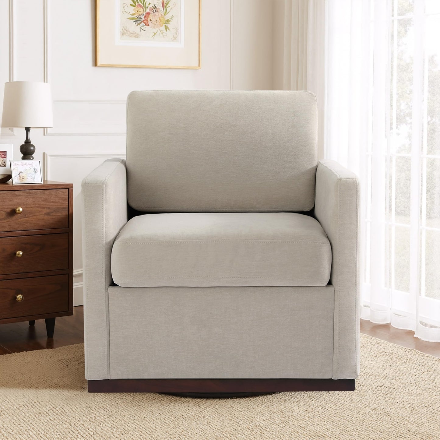 Faux Leather Swivel Accent Chairs Set of 2, 360° Swivel Upholstered Club Armchairs for Living Room, 31" Wide Square Single Sofa Reading Chair with Deep Seat, Metal Swivel Base, Navy