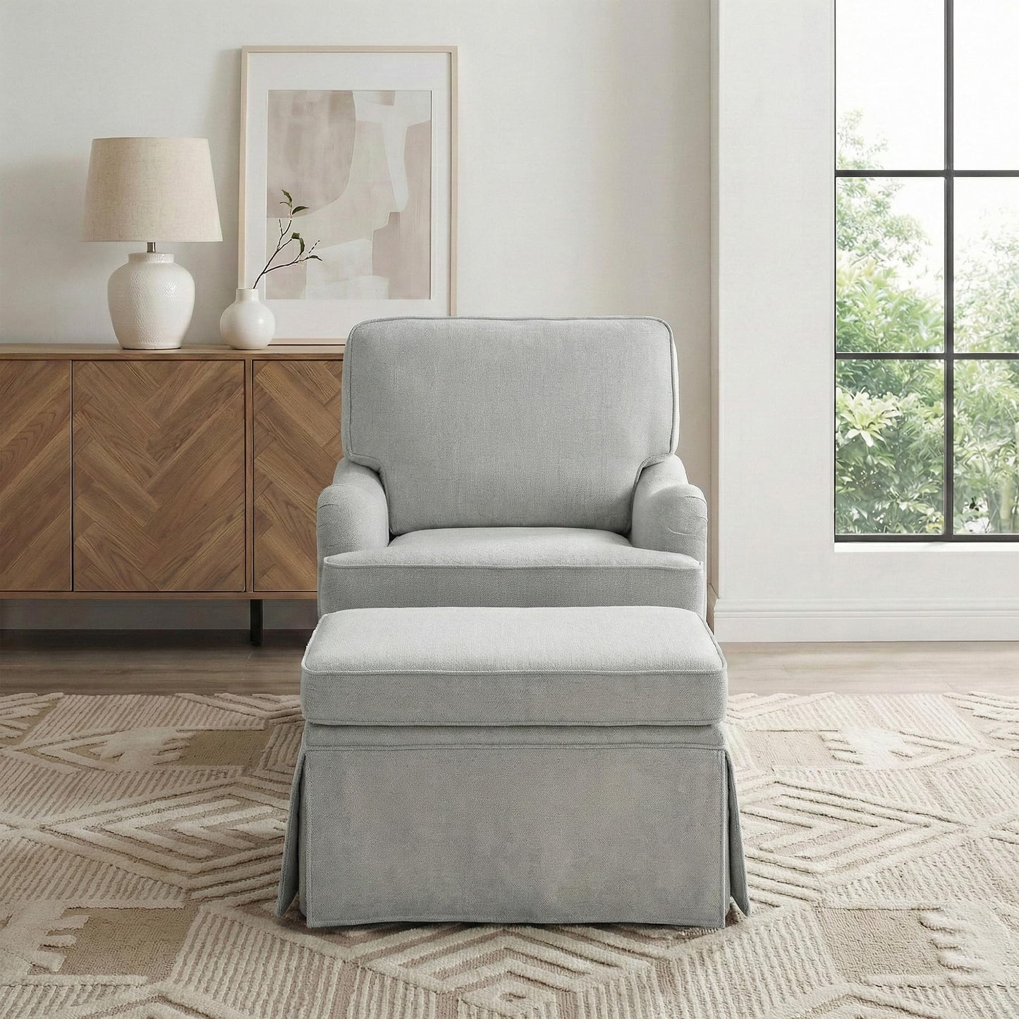 Swivel Accent Chair, 360° Swivel Upholstered Armchairs with Curved Arms, Comfy Chenille Fabric Lounge Reading Chairs for Living Room Bedroom Study, Metal Swivel Base, Tan