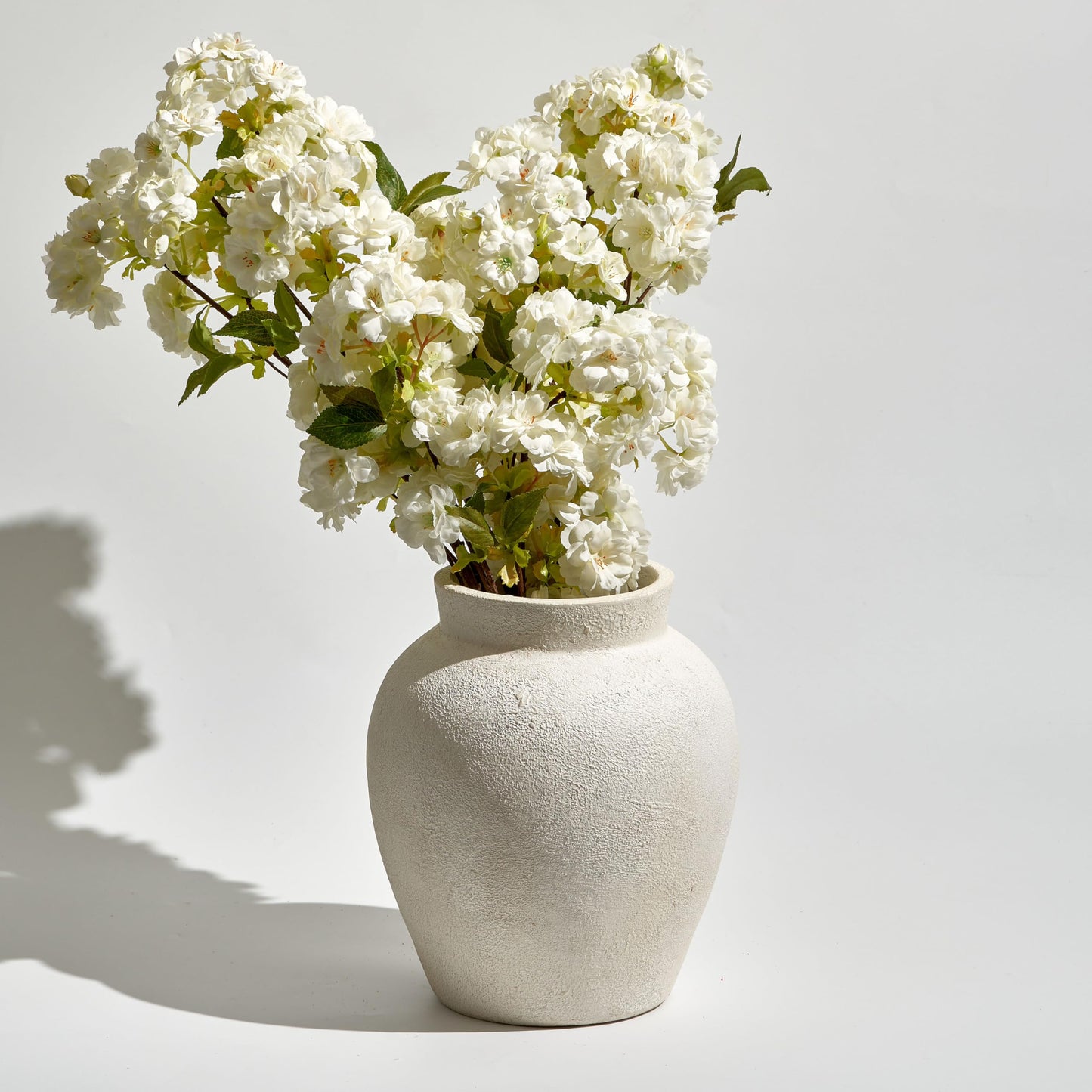 LB2 White Ceramic Large Vase, 12.7" Tall Zen Style vase, Terra Cotta Pitcher, Distressed Farmhouse Decor, Pottery Decorative Flower for Home Decor