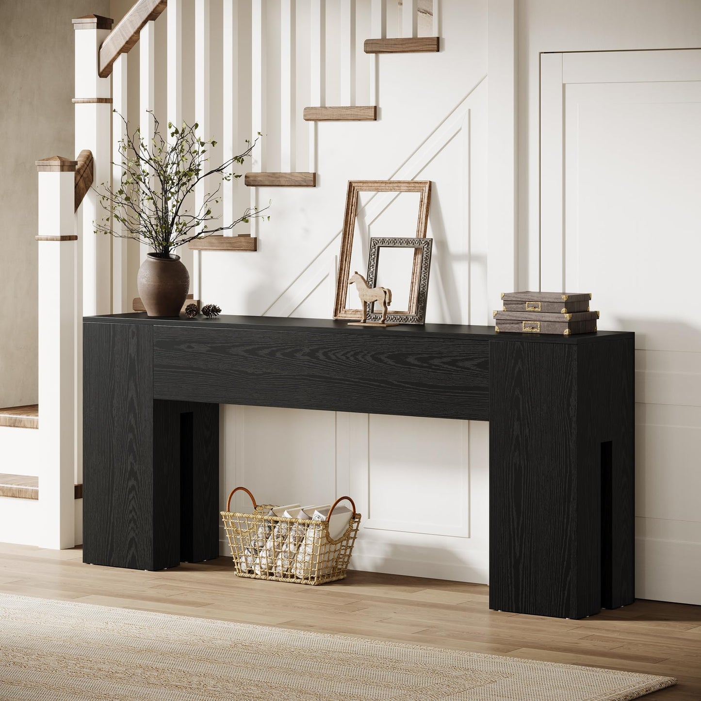 Tribesigns 71-Inch Long Console Table for Entryway, Farmhouse Sofa Console Behind Couch, Entry Table for Hallway, Foyer, Living Room, Black
