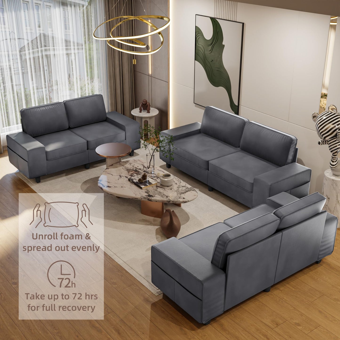 71" Loveseat Sofa for Living Room, Deep Seat Mid Century Modern Chenille Fabric 2 Love Seat Couch Love Seats for Small Space,Living Room,Studio,Apartment