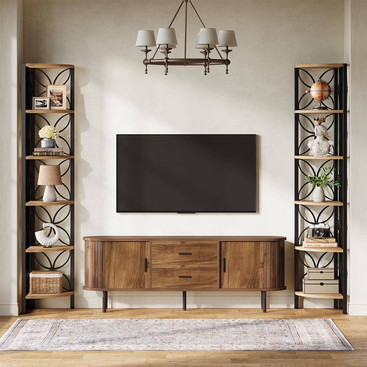 Tribesigns 6-Tier Corner Shelf, 70.9" Rustic Corner Bookshelf Display Shelf for Living Room, Wooden Shelving Unit Plant Stand Storage Rack for Bedroom, Bathroom, Small Space, Rustic Brown