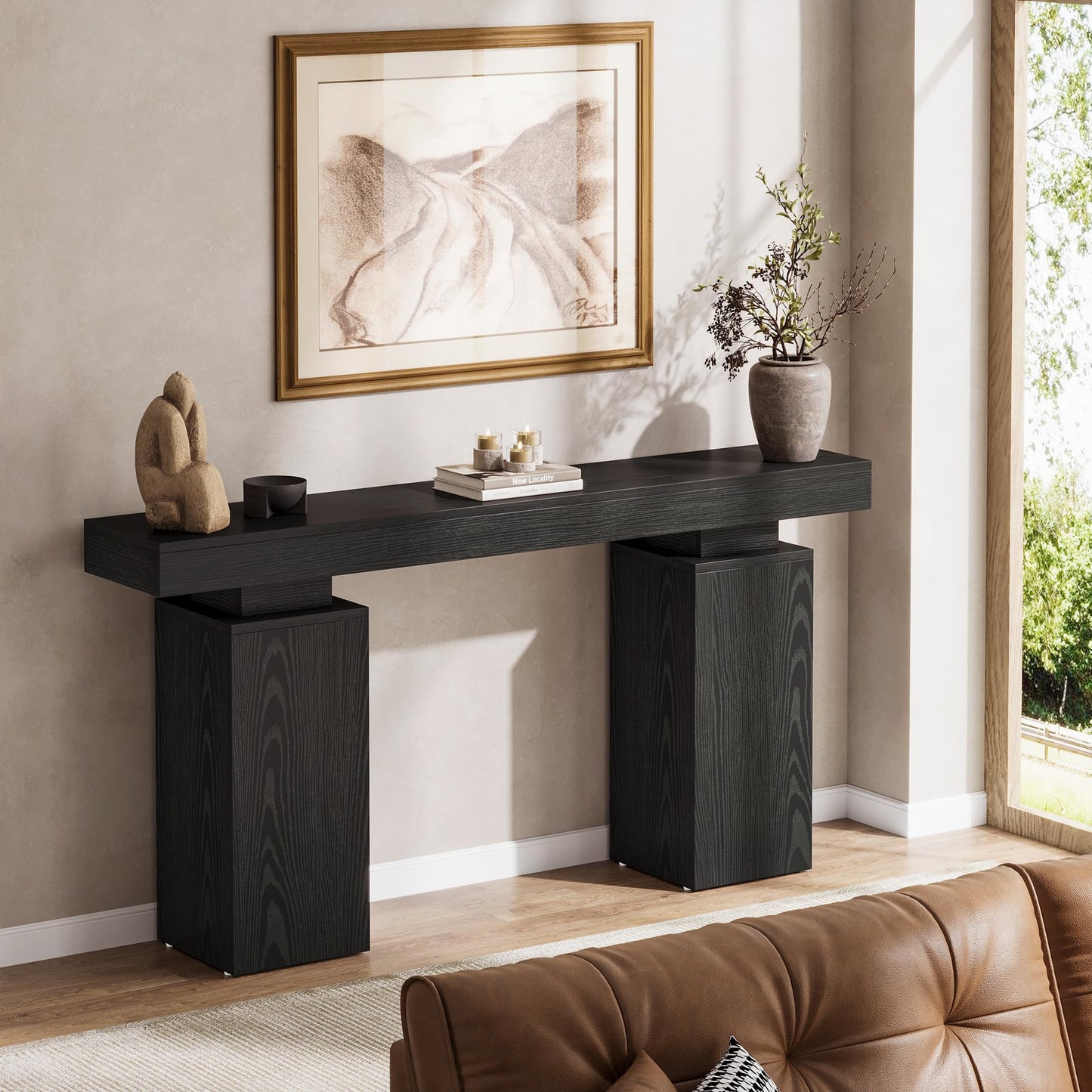 Tribesigns 63-Inch Long Console Table, Farmhouse Entryway Table Behind Couch, Wooden Foyer Stand Entry Station, Modern Hallway Accent Furniture for Living Room Decor, Entrance, Brown