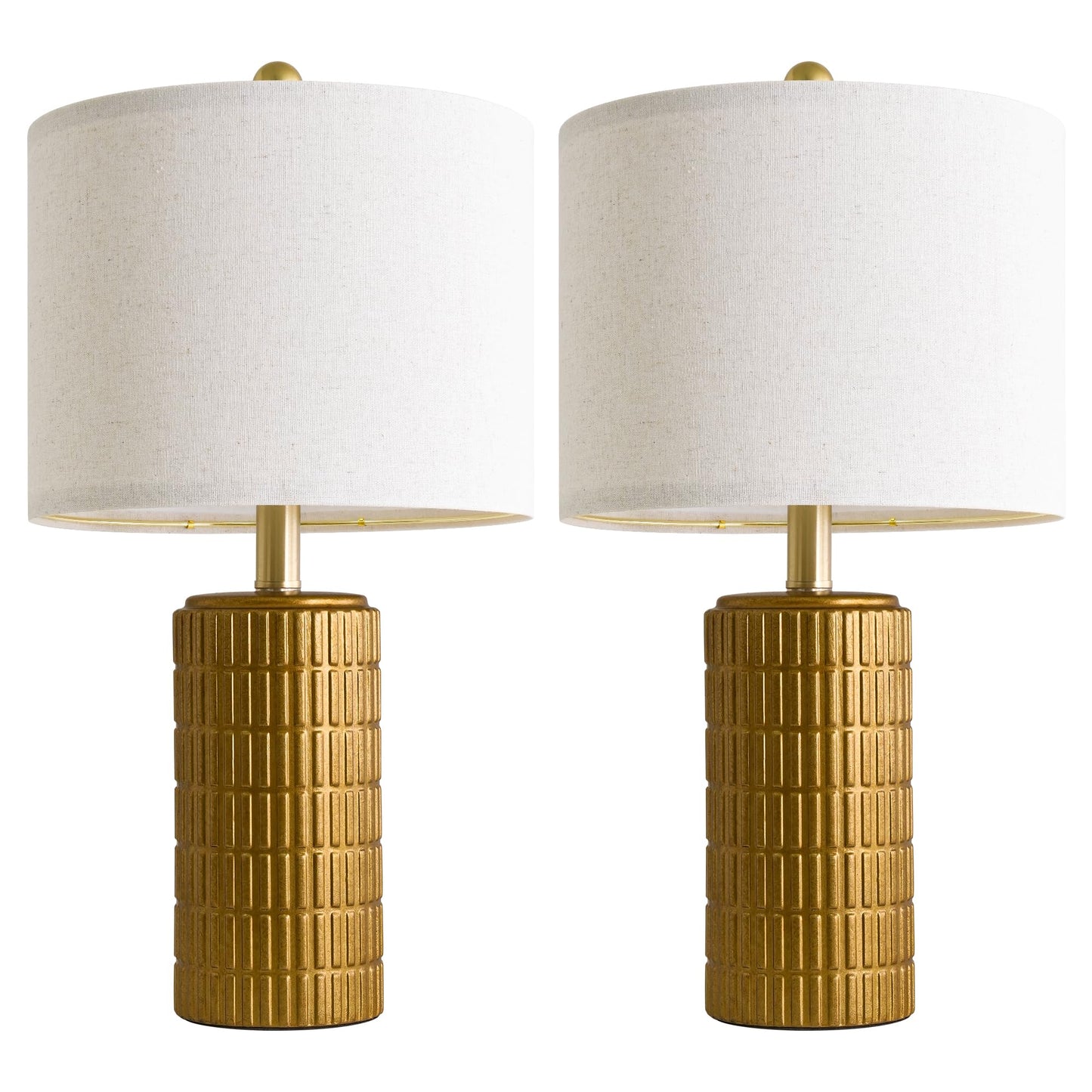PoKat 20.75" Small Modern Ceramic Table Lamps Set of 2 for Bedroom, White Bedside Lamps for Night Stands, Farmhouse Desk Decor Gift Nightstand Table Lamps for Living Room End Table Beige