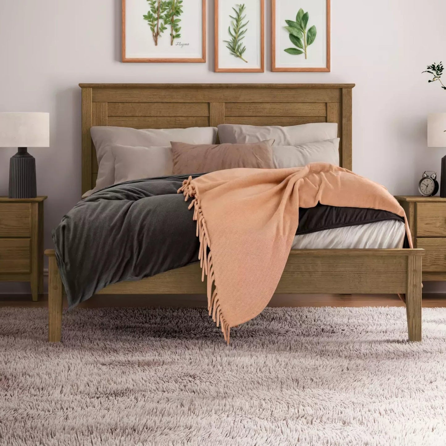 Grain Wood Furniture Greenport Solid Wood Platform Bed, Full Size, Brushed Walnut