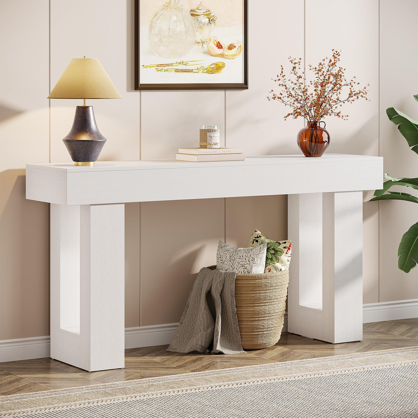 Tribesigns 63-Inch Long Console Table, Wooden Rectangular Sofa Table Behind The Couch, Farmhouse Entryway Table for Entrance, Hallway, Living Room (Natural)