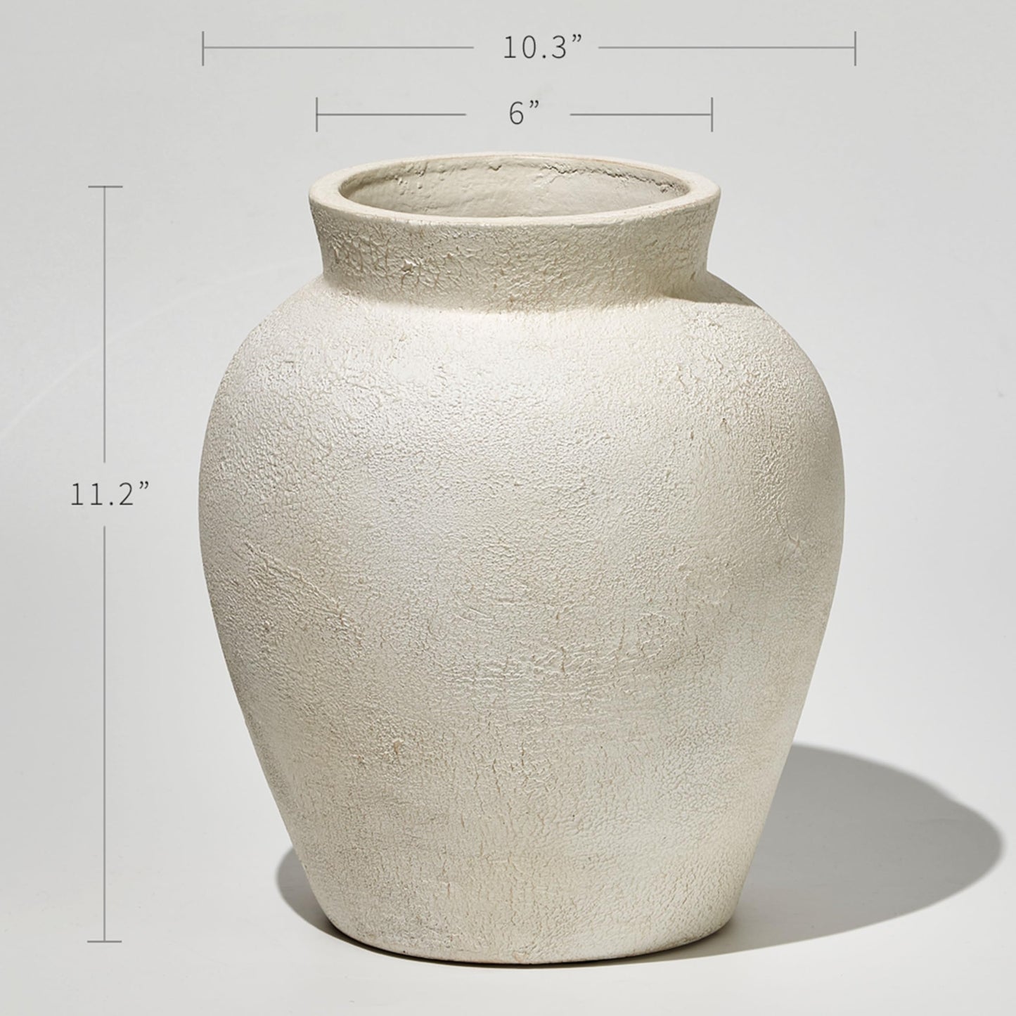 LB2 White Ceramic Large Vase, 12.7" Tall Zen Style vase, Terra Cotta Pitcher, Distressed Farmhouse Decor, Pottery Decorative Flower for Home Decor