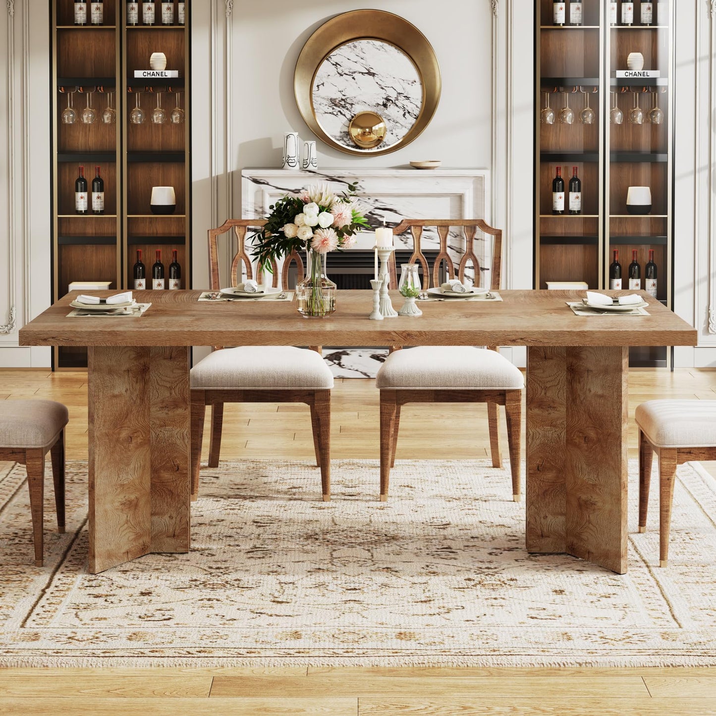 Tribesigns 63-inch Dining Table for 4-6, Farmhouse Kitchen Table with Large Tabletop, Rectangular Dinner Eating Table for Dining Room, Living Room, Kitchen