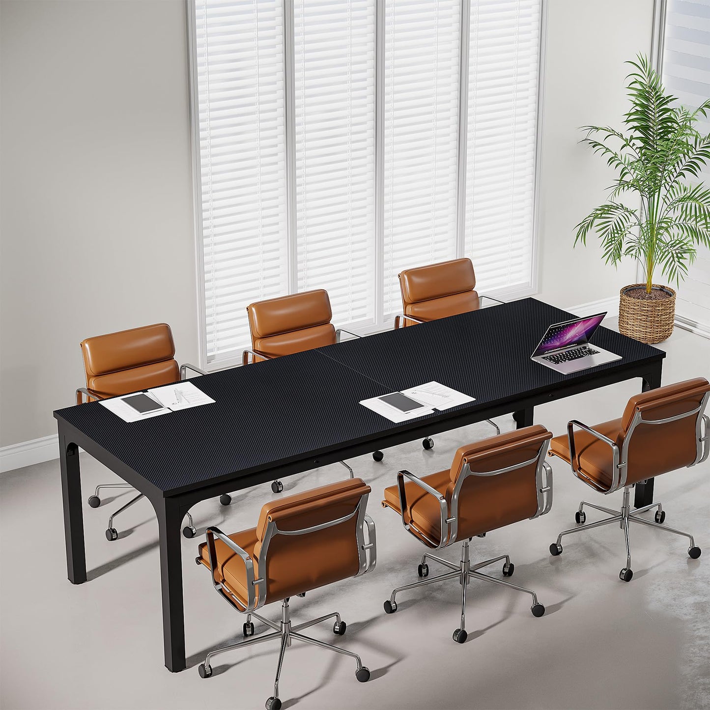 Tribesigns 6.5 FT Conference Room Table, 78.74" W x 27.56" D Large Office Conference Table, Modern Seminar Meeting Table Desk for Boardroom, Meeting Room (1, Rustic Brown)