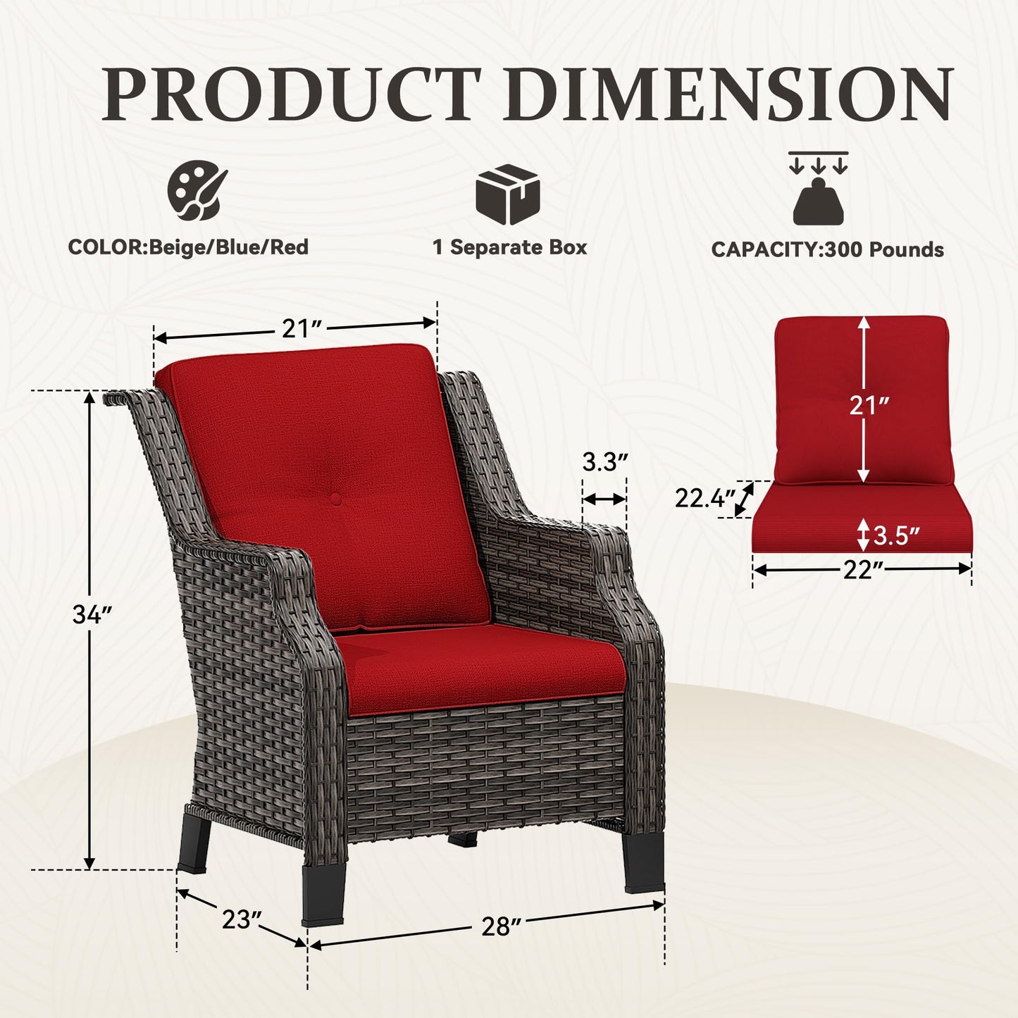Outdoor Patio Loveseat, All-Weather 2-Seater Wicker Loveseat with Cushions, Outdoor Patio Love Seat Sofa for Garden, Balcony and Deck