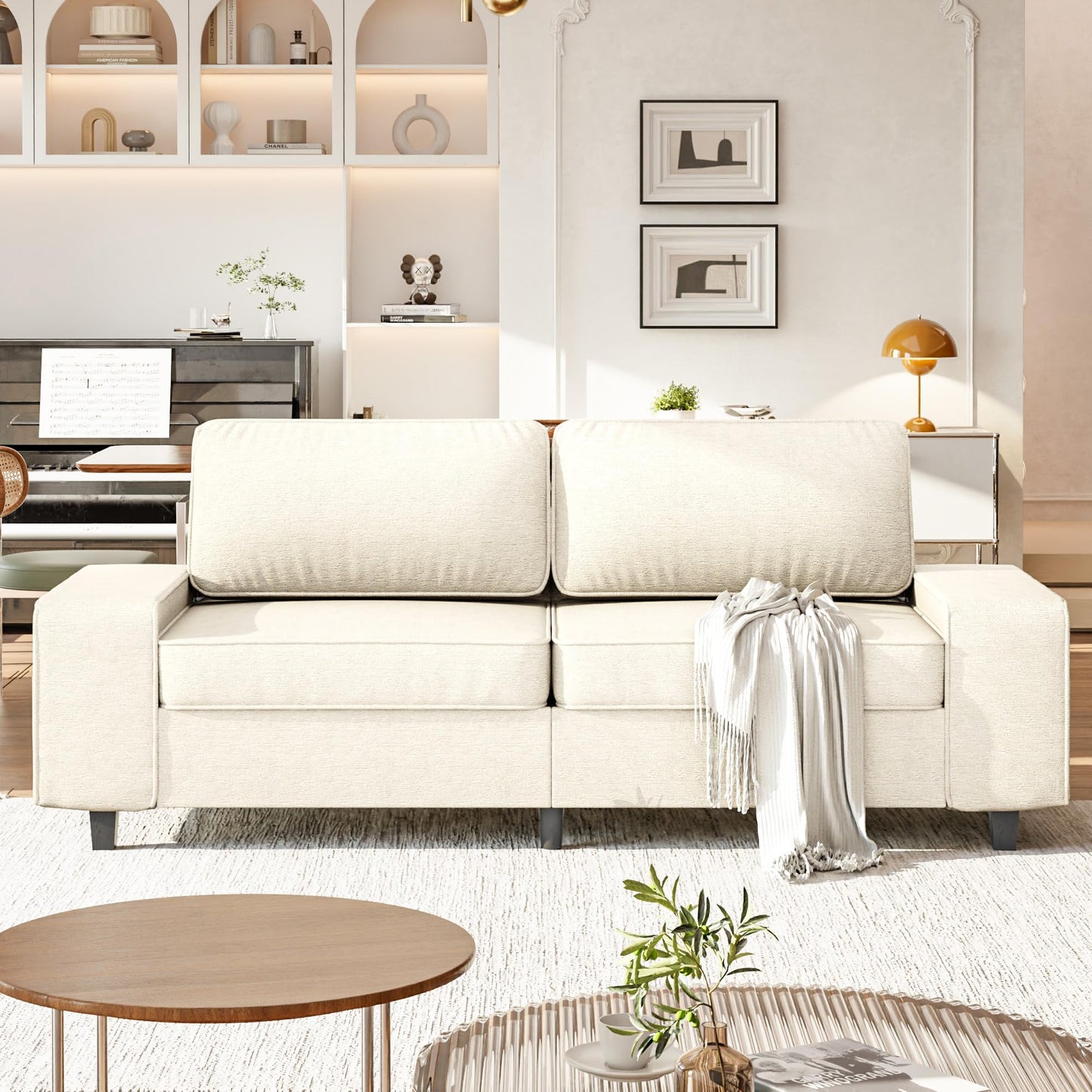 71" Loveseat Sofa for Living Room, Deep Seat Mid Century Modern Chenille Fabric 2 Love Seat Couch Love Seats for Small Space,Living Room,Studio,Apartment