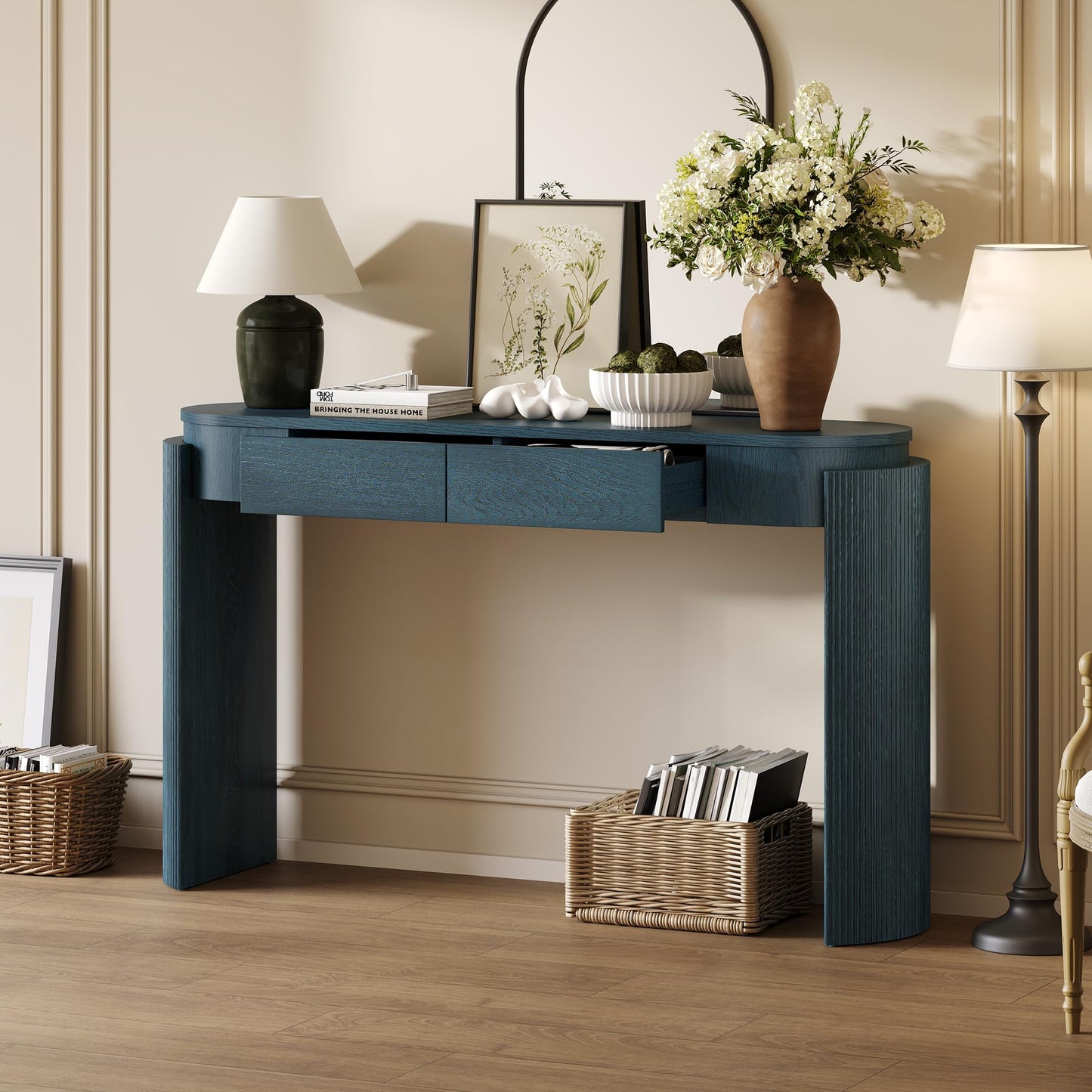 LKTART Solid Wood Console Table Sofa Tables with Drawers and Shelves Small Entryway Table for Living Room,Behind the Couch Table,Foyer(42" Espresso)