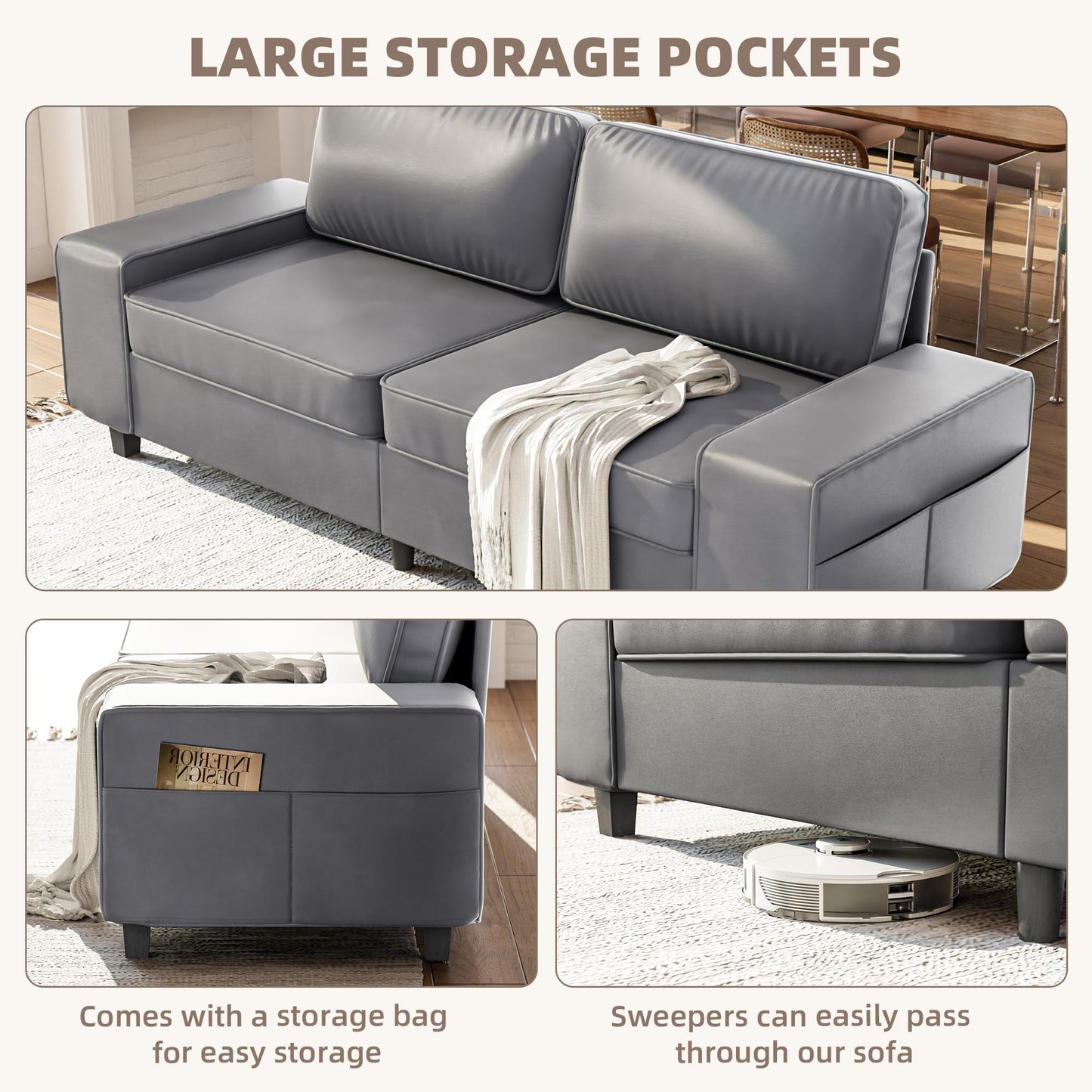 71" Loveseat Sofa for Living Room, Deep Seat Mid Century Modern Chenille Fabric 2 Love Seat Couch Love Seats for Small Space,Living Room,Studio,Apartment