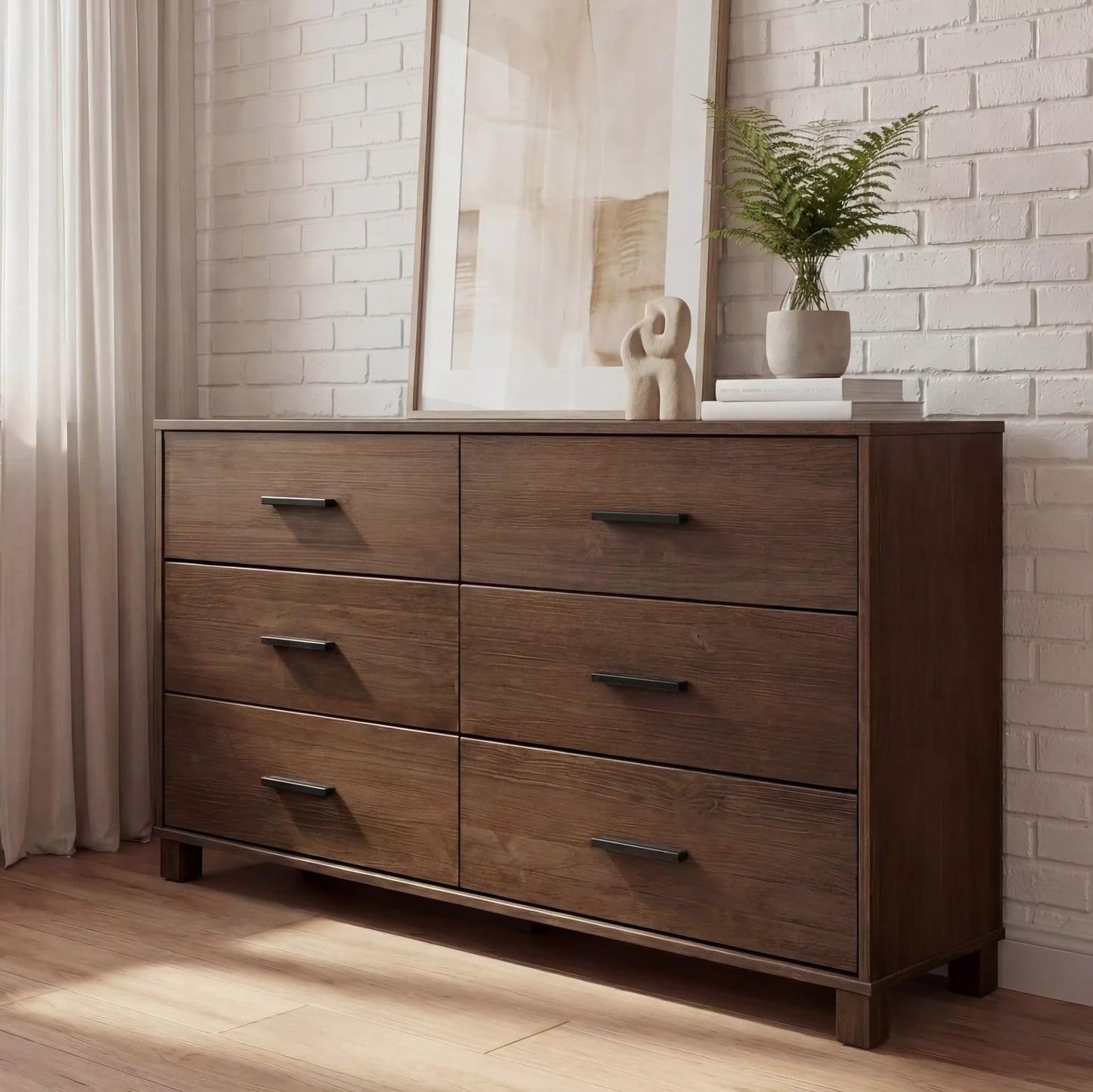 Grain Wood Furniture Loft 6-Drawer Dresser, Solid Wood with Weathered Pine Finish