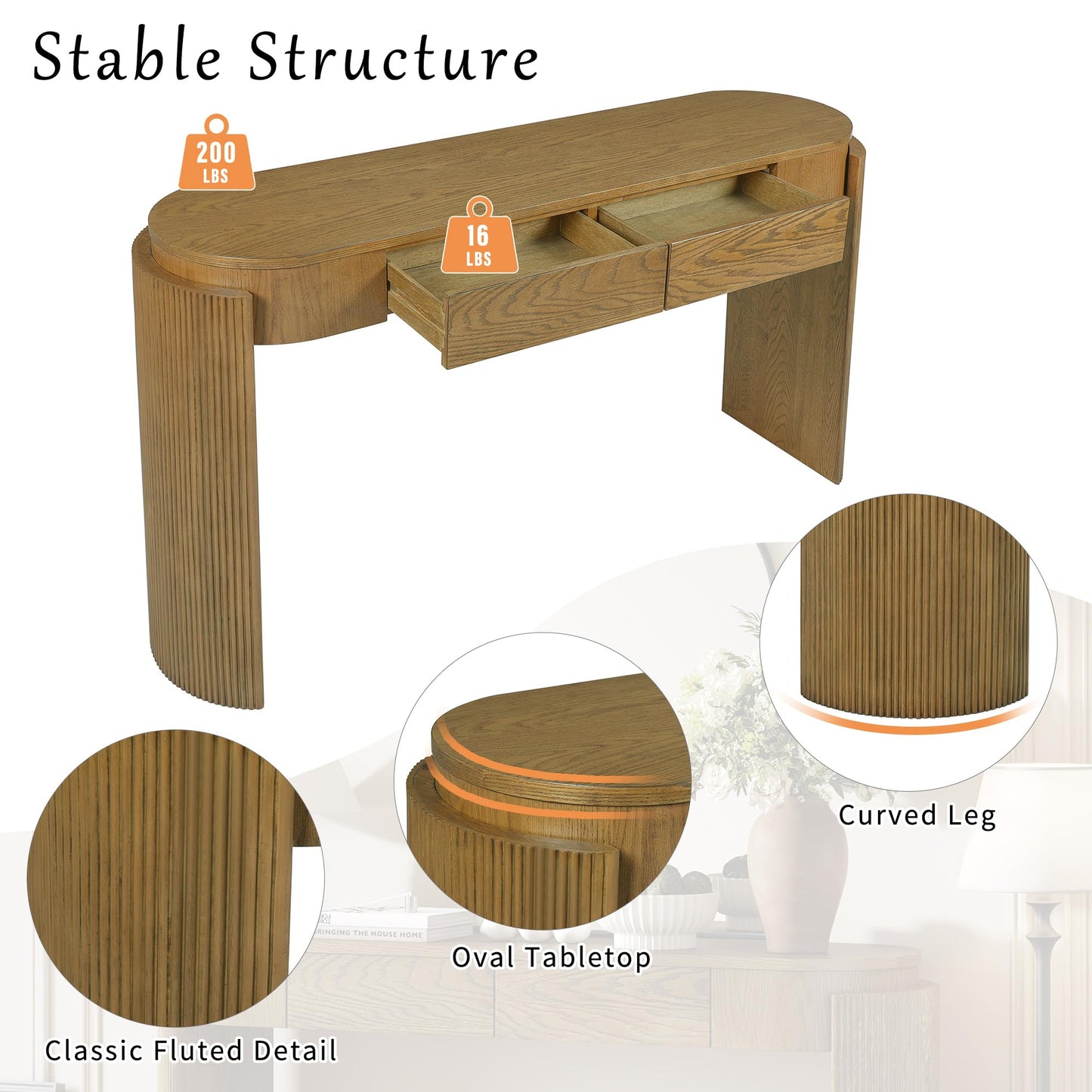 LKTART Solid Wood Console Table Sofa Tables with Drawers and Shelves Small Entryway Table for Living Room,Behind the Couch Table,Foyer(42" Espresso)