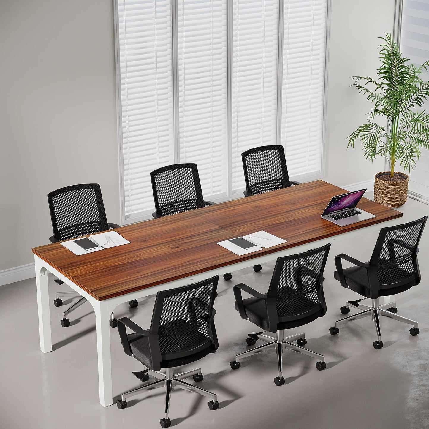 Tribesigns 6.5 FT Conference Room Table, 78.74" W x 27.56" D Large Office Conference Table, Modern Seminar Meeting Table Desk for Boardroom, Meeting Room (1, Rustic Brown)