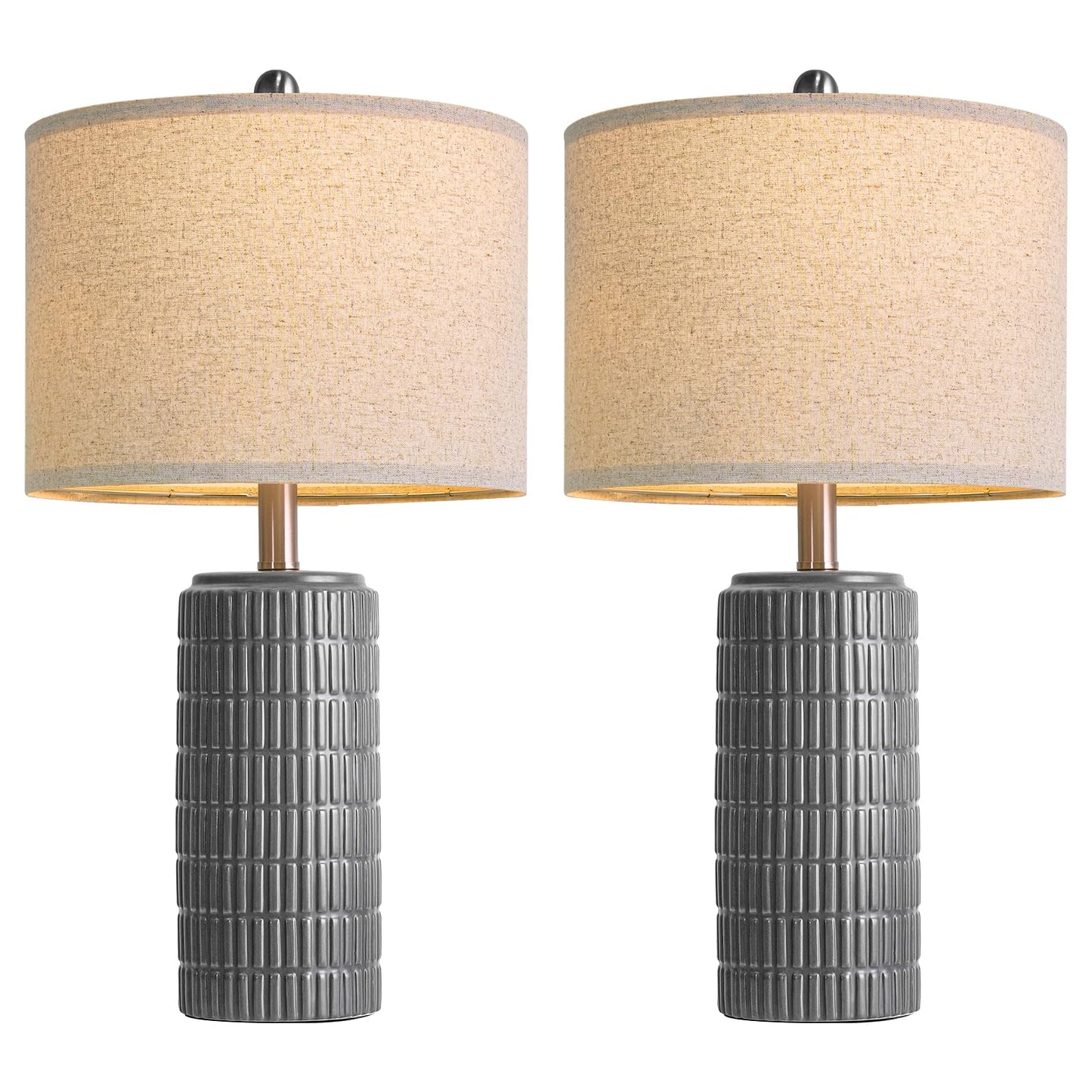 PoKat 23" Modern Ceramic Table Lamp Set of 2 for Living Room White Desk Lamps for Bedroom Farmhouse Bedside Nightstand Lamp House Warming Gifts New Home Decor End Table Lamps Gifts for Women Mom Beige
