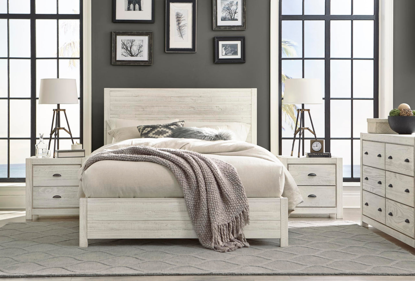 Grain Wood Furniture Montauk 6-Drawer Dresser, Solid Wood with a Farmhouse Black Finish