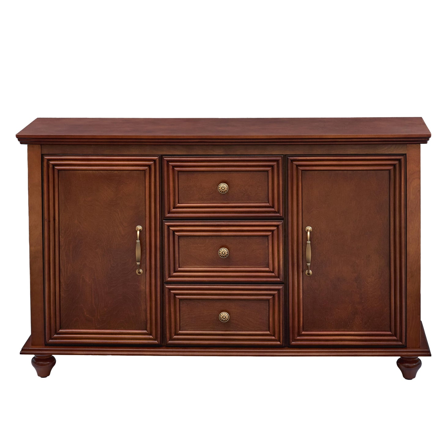 LKTART 40" Sideboard Buffet Accent Storage Cabinet with Carved Pattern Side Board Solid Wood Frame for Kitchen, Living Room, Entryway,Hallway (Blue+Brown)