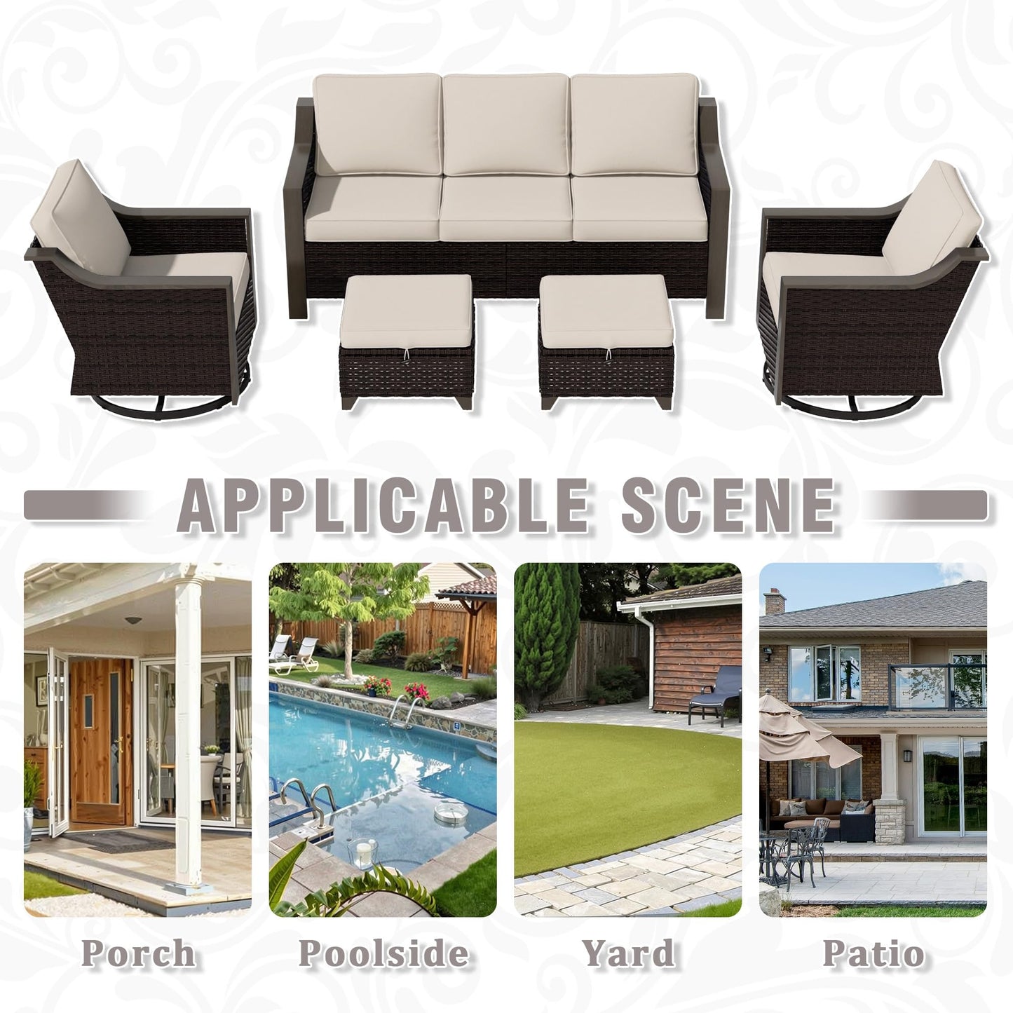 74 Inch Patio 3-Seater Sofa,PE Wicker Outdoor Lounge with Thick Removable Water-Resistant Cushions, Rust-Proof Steel Frame, 900LBS Capacity, Beige