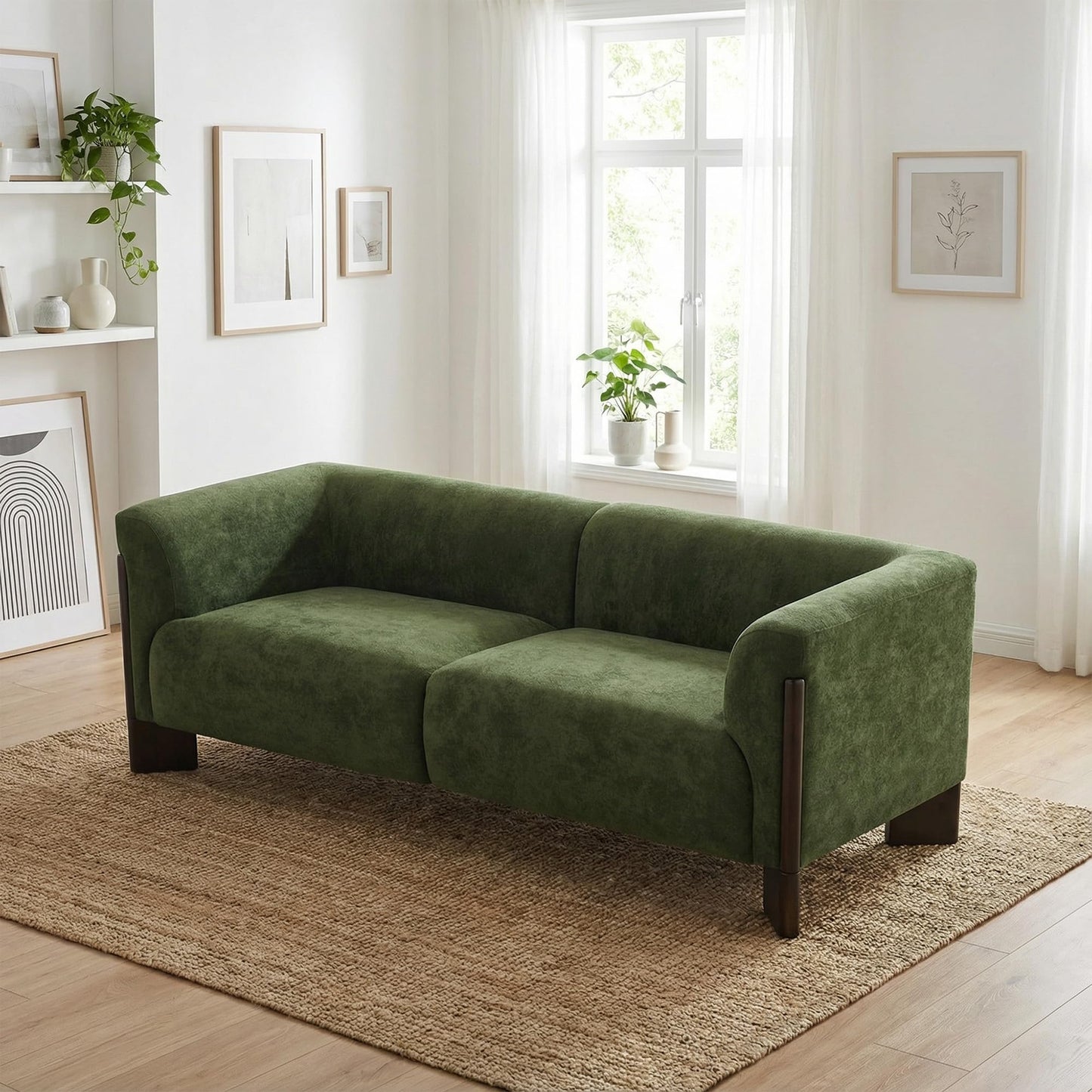 81" Loveseat Sofa Couch, 2 Seater Sofa Couches with Wood Legs and Armrest, Comfy Thick Cushion Upholstered Lounge Loveseat Sofa Chair for Living Room Office, Chenille Fabric, Gray