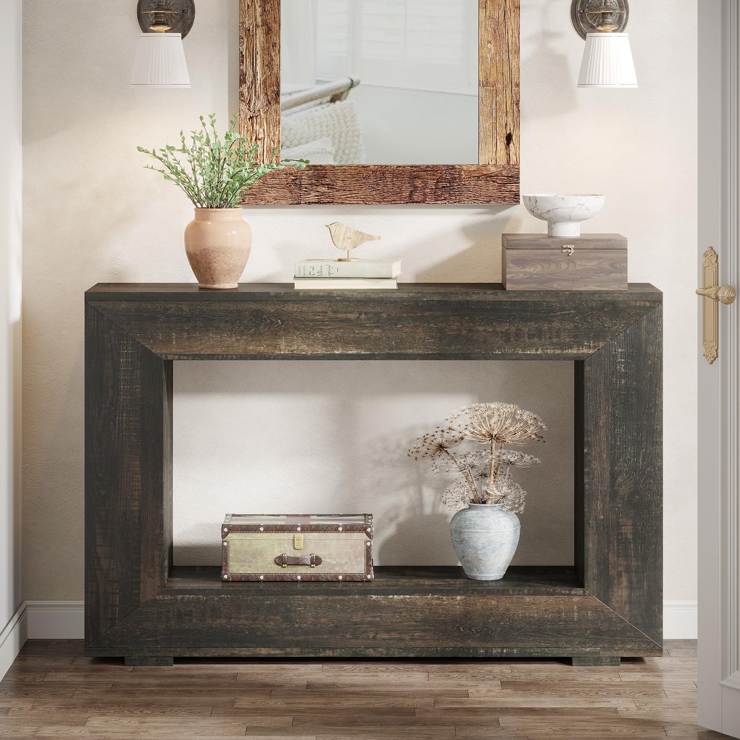 Tribesigns Farmhouse Console Table, 47 Inches Entryway Console Table with Storage, Industrial Hallway Accent Table for Living Room, Entrance