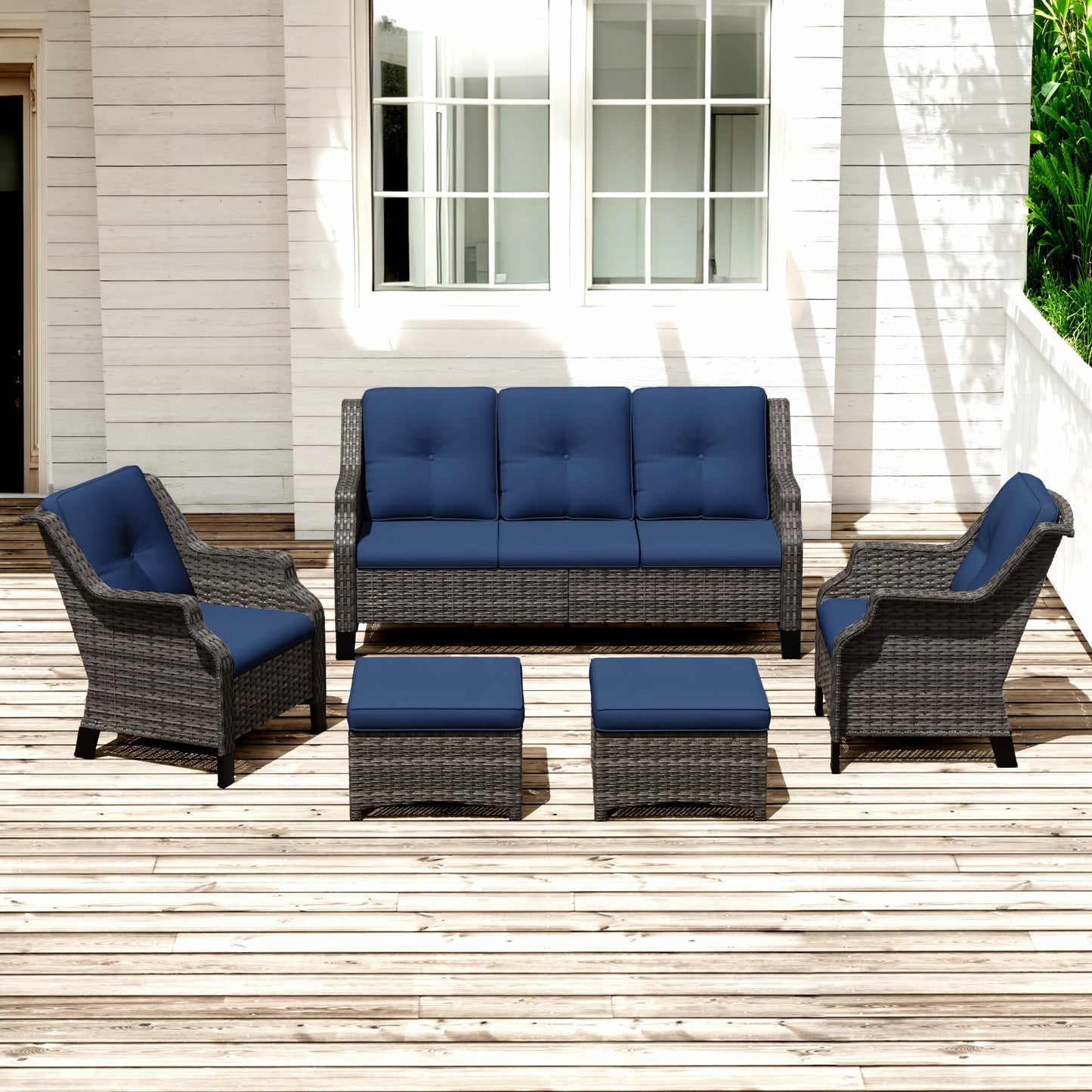 Outdoor Patio Loveseat, All-Weather 2-Seater Wicker Loveseat with Cushions, Outdoor Patio Love Seat Sofa for Garden, Balcony and Deck