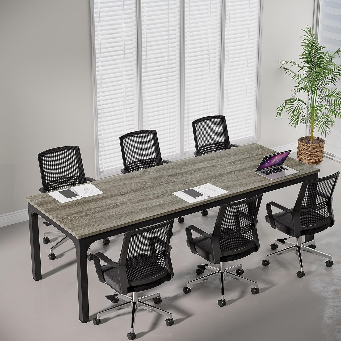 Tribesigns 6.5 FT Conference Room Table, 78.74" W x 27.56" D Large Office Conference Table, Modern Seminar Meeting Table Desk for Boardroom, Meeting Room (1, Rustic Brown)