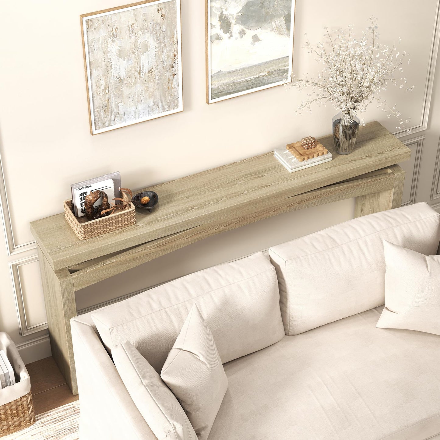 Epecoya Console Tables for Entryway 63-Inch, Wooden Sofa Tables Narrow Long Behind Couch Farmhouse, Modern Entryway Tables Rectangular for Entrance, Home, Living Room, Natural Brown