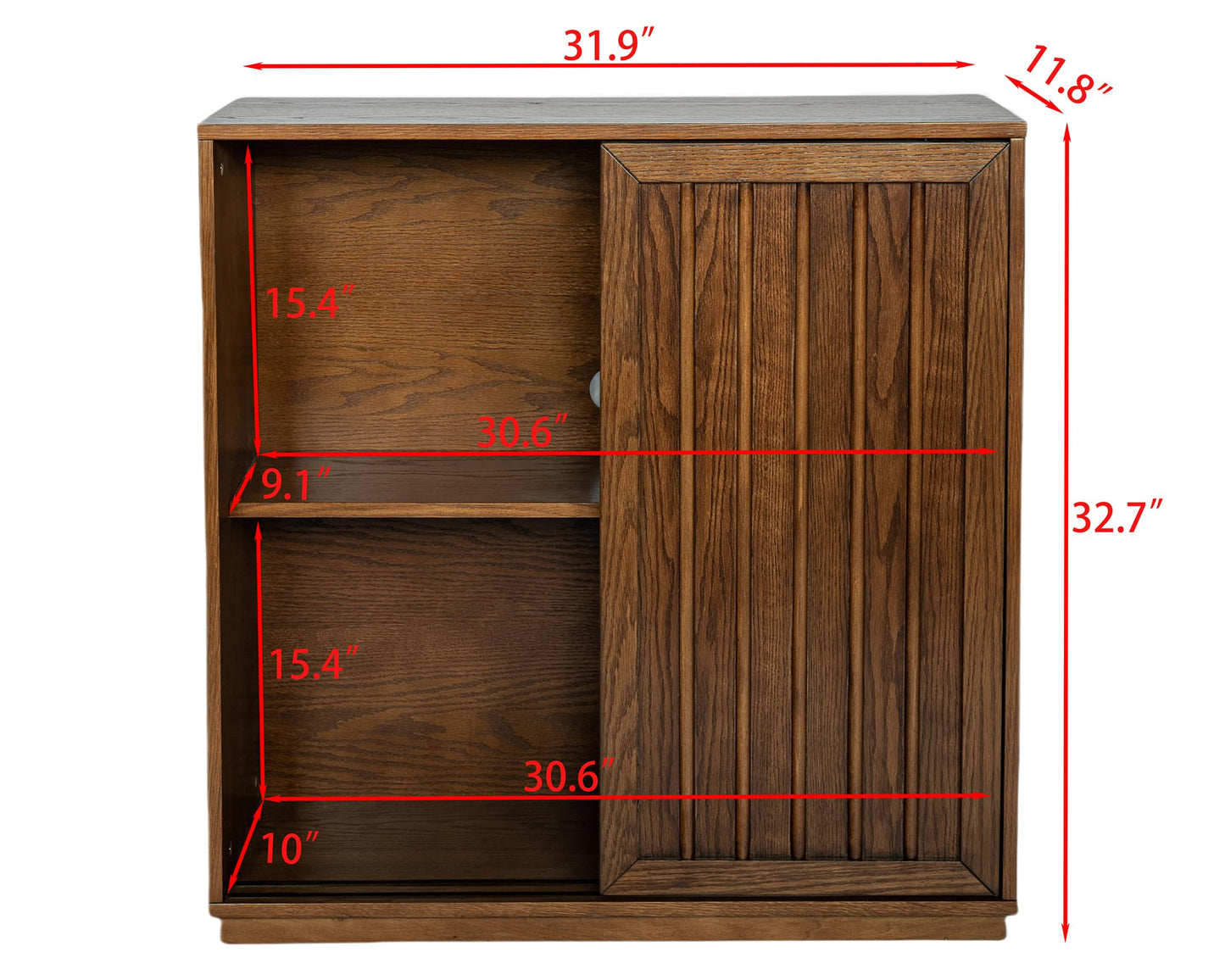 LKTART Mid Century Modern Sideboard Buffet Cabinet, Narrow Walnut Sideboard,Wood Storage Cabinet Credenza with 2 Doors for Living Room, Kitchen, Entryway, Hallway(9.25" D*39" L)