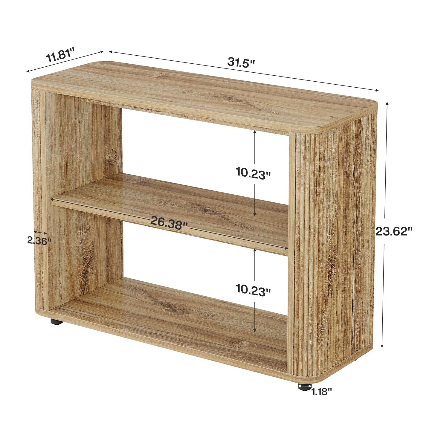 Tribesigns Narrow Side Table, 3-Tier End Table for Living Room, Small Fluted Nightstand with Storage Shelves, Farmhouse Bedside Table for Bedroom, Small Spaces, Sofa Couch, Dark Walnut