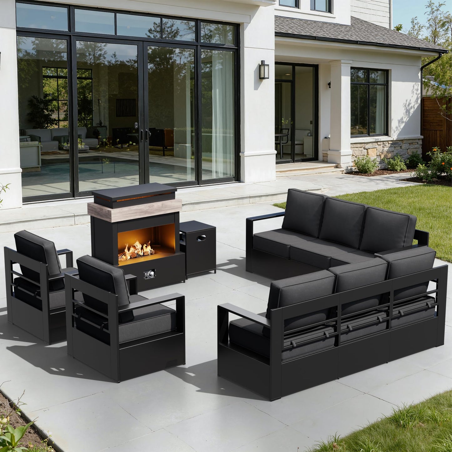 Aluminum Patio Swivel Chair - Outdoor Swivel Rocking Chair with 6" Thick Removable Cushions, All-Weather Metal Frame, Deep Setting for Garden, Poolside and Porch