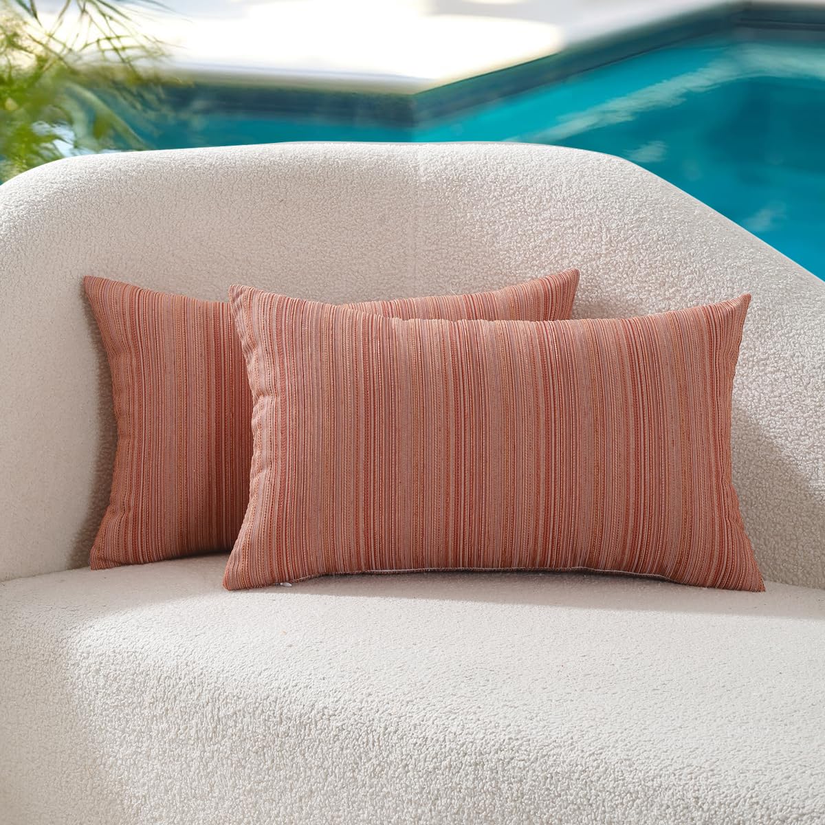 VAKADO Outdoor Waterproof Throw Pillow Covers 18x18 Set of 2 Decorative Outside Patio Furniture Cushion Cases Decor for Garden Bench Porch Couch Tent Chair Stripe Blue