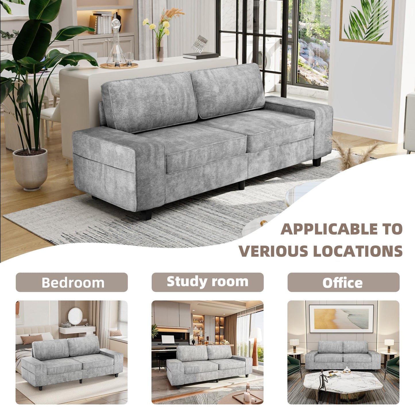 71" Loveseat Sofa for Living Room, Deep Seat Mid Century Modern Chenille Fabric 2 Love Seat Couch Love Seats for Small Space,Living Room,Studio,Apartment
