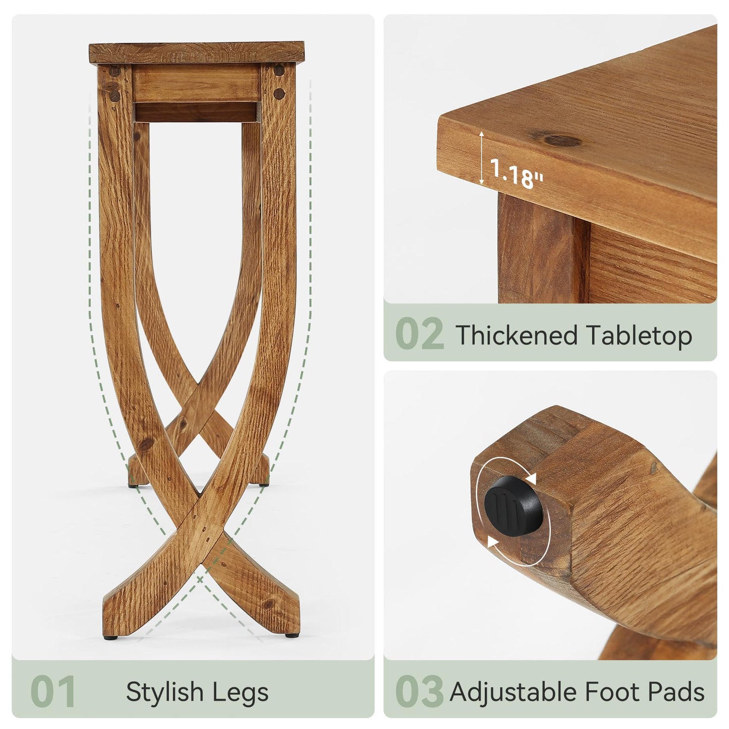 Solid Wood Console Table for Entryway, 63-Inch Narrow Long Sofa Table, Farmhouse Hallway Table for Living Room, Entrance, Foyer (Brown)