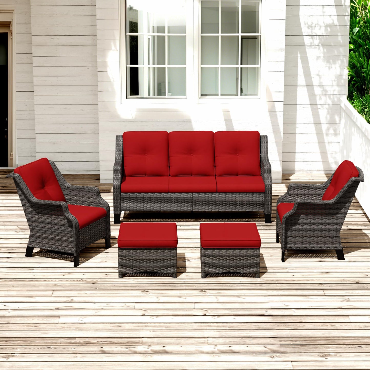 Outdoor Patio Loveseat, All-Weather 2-Seater Wicker Loveseat with Cushions, Outdoor Patio Love Seat Sofa for Garden, Balcony and Deck
