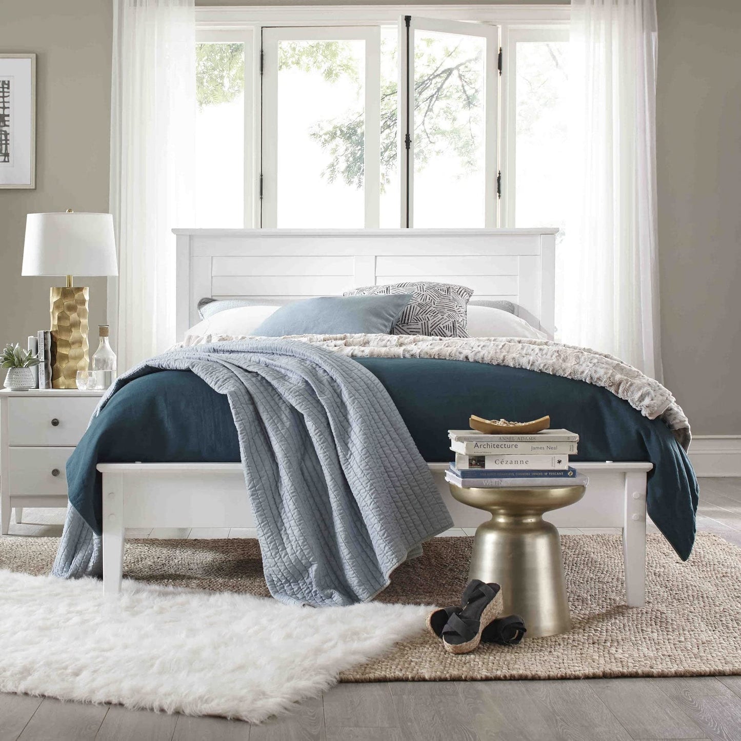 Grain Wood Furniture Greenport Solid Wood Platform Bed, Full Size, Brushed Walnut