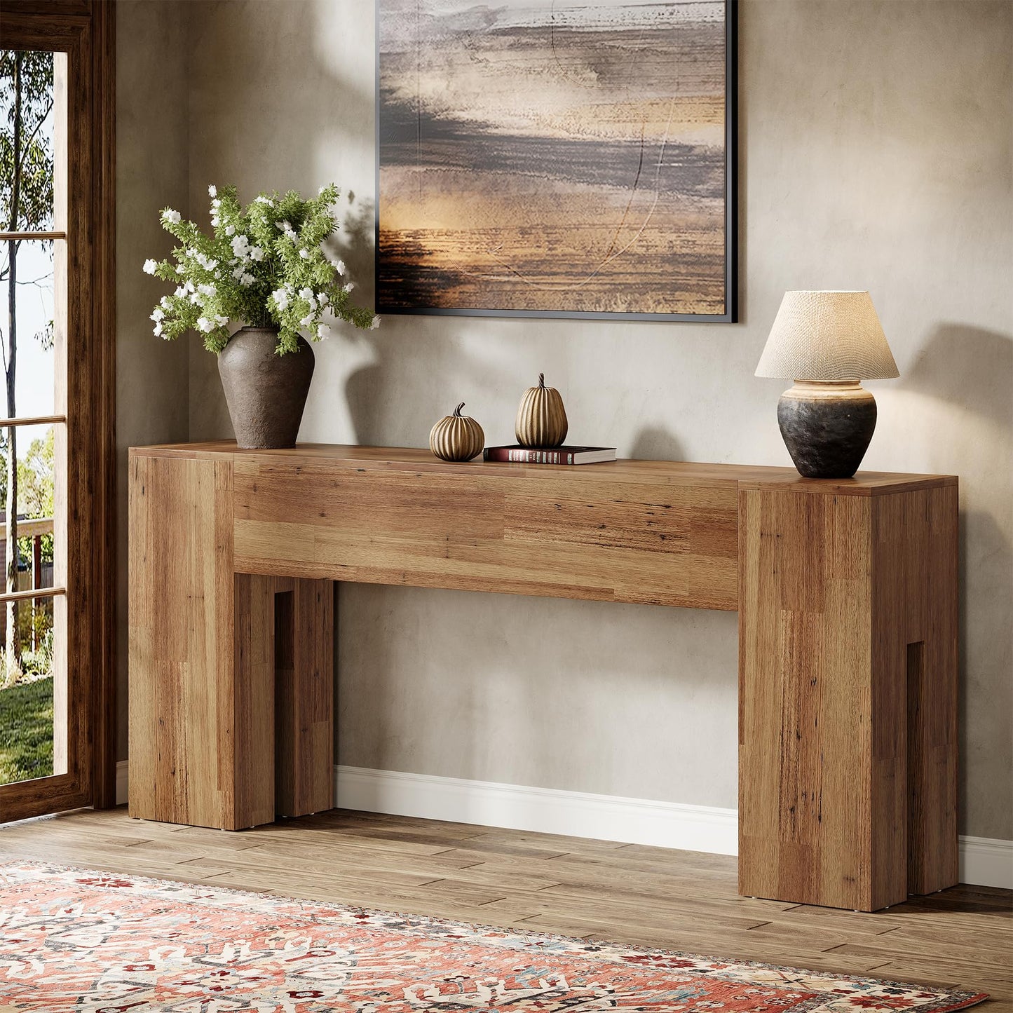 Tribesigns 71-Inch Long Console Table for Entryway, Farmhouse Sofa Console Behind Couch, Entry Table for Hallway, Foyer, Living Room, Black