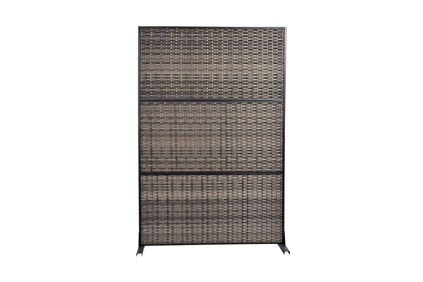 Metal Privacy Screen with Stand, 74" H×47" W Outdoor Privacy Screen for Deck Patio Lawn Garden (Black-Summer)