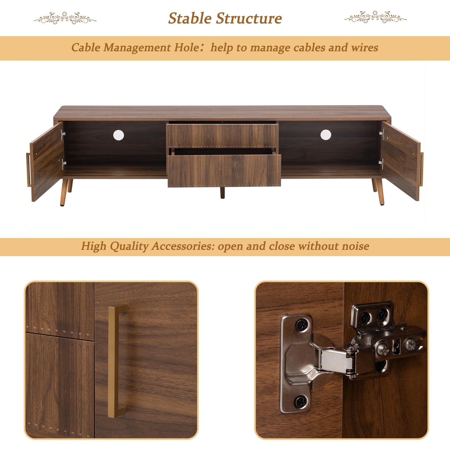 LKTART 67" Mid Century Modern TV Stand for 65/70/75/80" TVs,Entertainment Center with Sliding Doors and Drawers,Media Console for Living Room