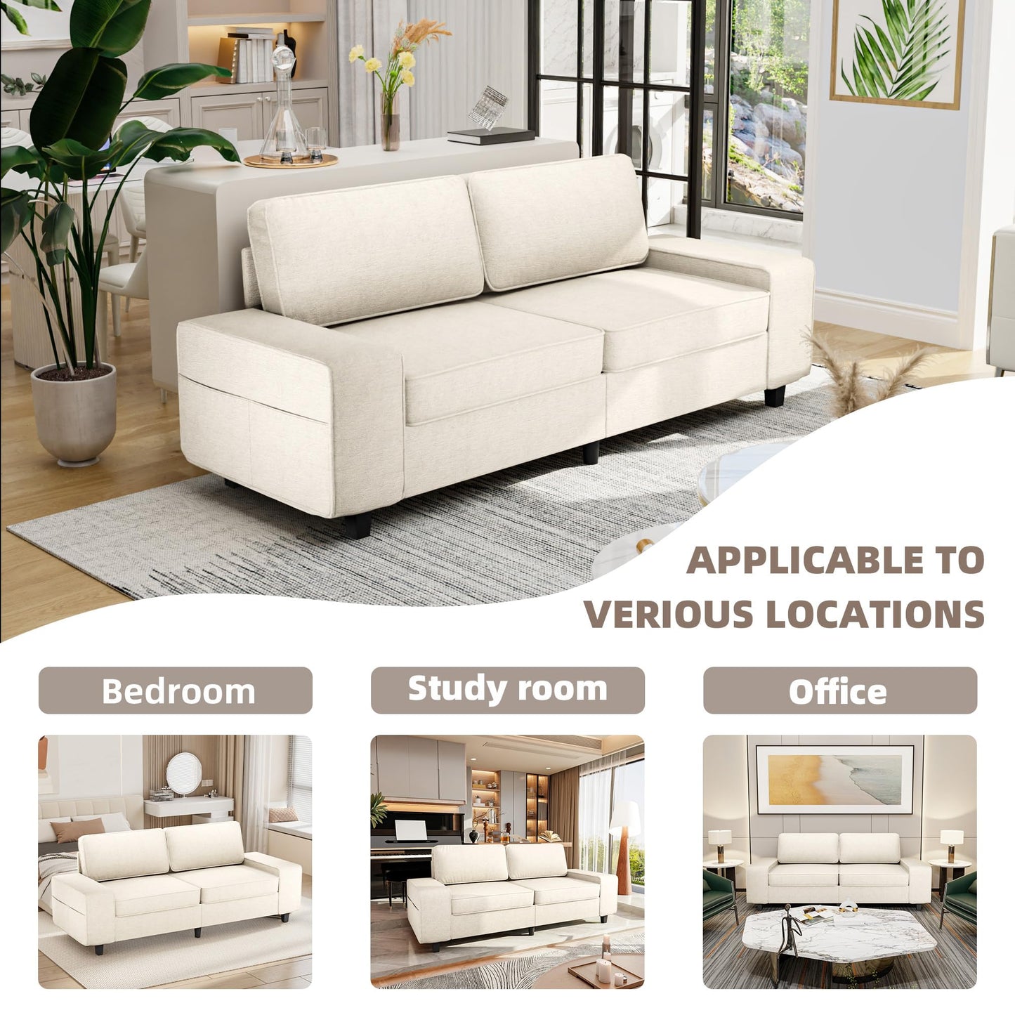 71" Loveseat Sofa for Living Room, Deep Seat Mid Century Modern Chenille Fabric 2 Love Seat Couch Love Seats for Small Space,Living Room,Studio,Apartment
