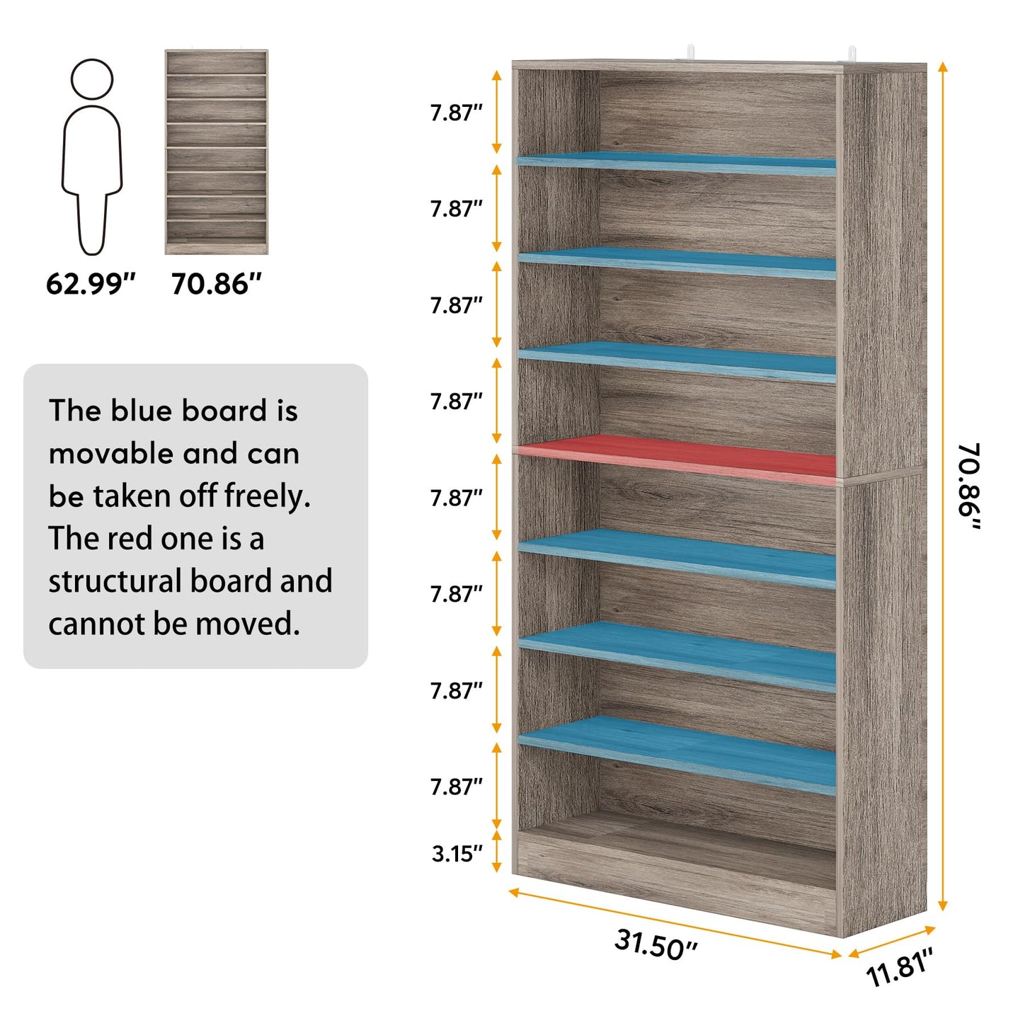 Tribesigns Shoe Cabinet, 9 Tiers 40-45 Pairs Heavy Duty Wood Freestanding Shoe Storage Cabinet, 70.8'' Tall Shoe Cabinet with Open Storage for Entryway, White