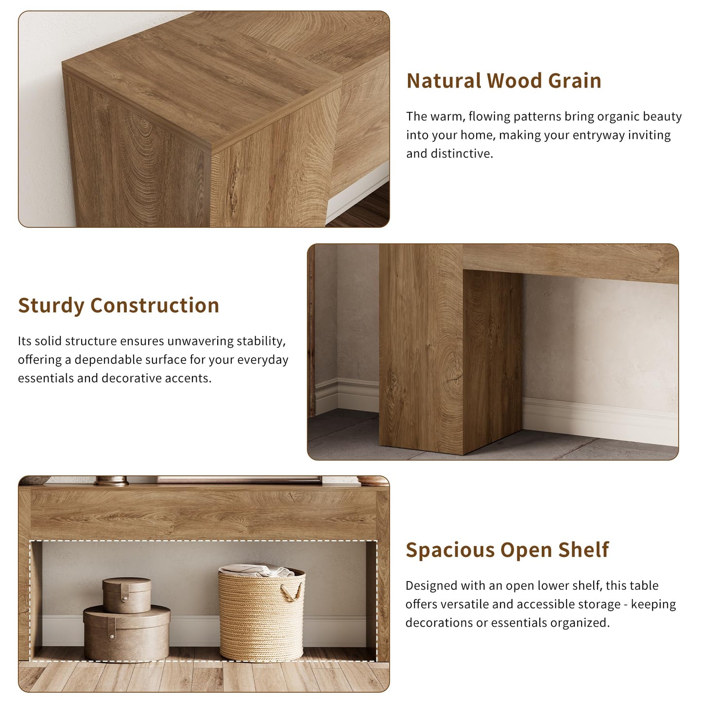 Epecoya Extra Long Console Tables for Entryway 86-Inch, Farmhouse Couch Table Behind Sofa Wooden, Modern Entryway Table for Entrance, Hallway, Living Room, Apartment, Natural Oak Brown