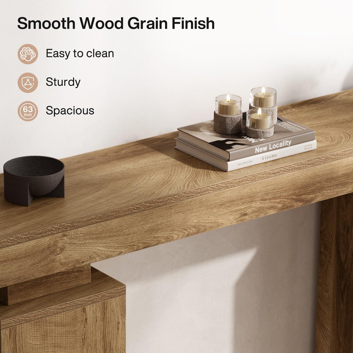 Tribesigns 63-Inch Long Console Table, Farmhouse Entryway Table Behind Couch, Wooden Foyer Stand Entry Station, Modern Hallway Accent Furniture for Living Room Decor, Entrance, Brown