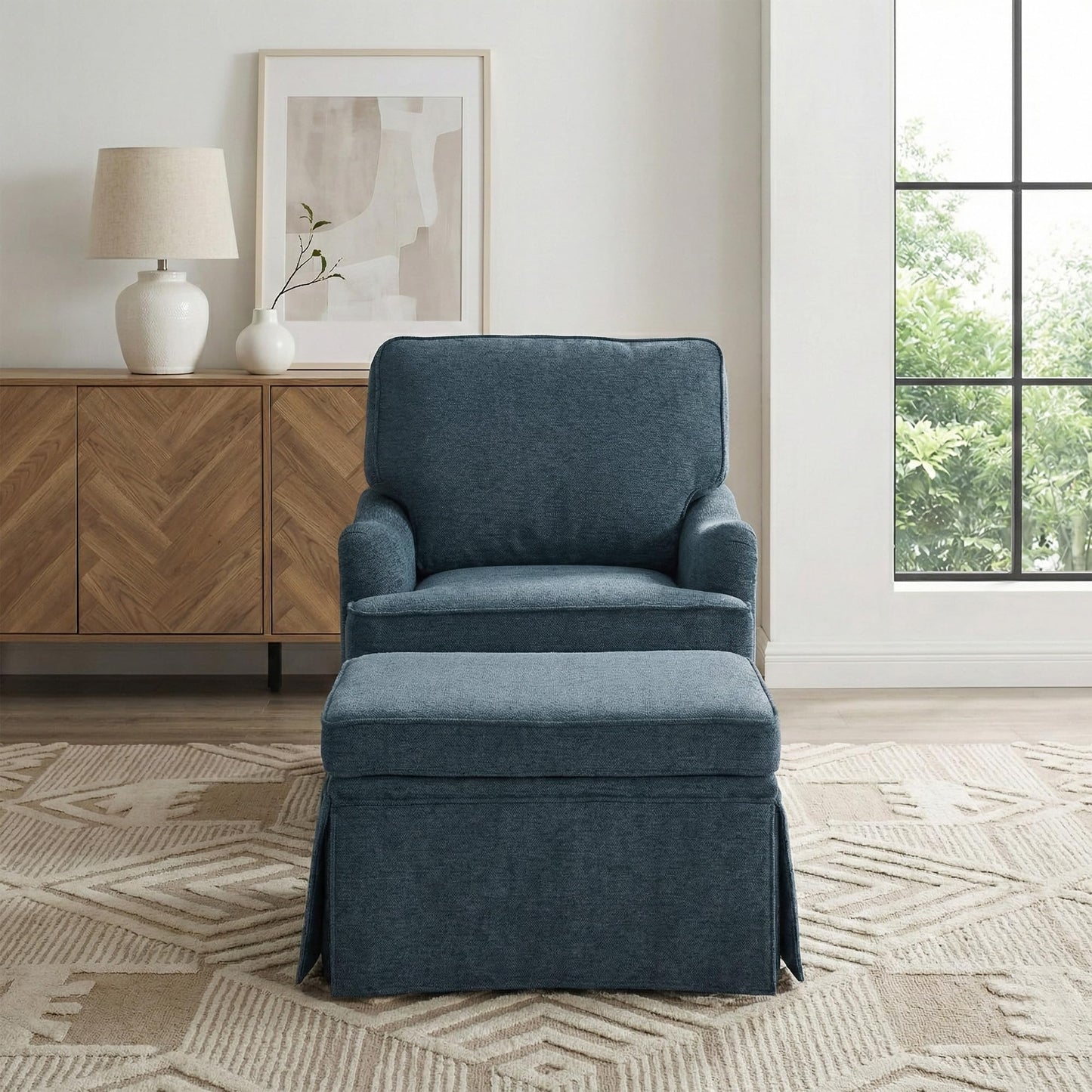 Swivel Accent Chair, 360° Swivel Upholstered Armchairs with Curved Arms, Comfy Chenille Fabric Lounge Reading Chairs for Living Room Bedroom Study, Metal Swivel Base, Tan