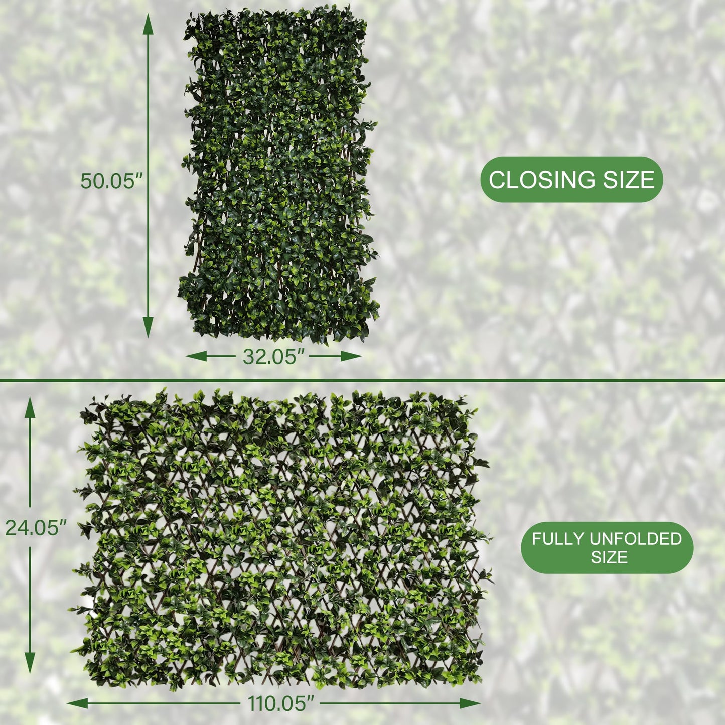 Expandable Fence Privacy Screen for Balcony Patio, 32" W Faux Gardenia Leaves Fencing Panel