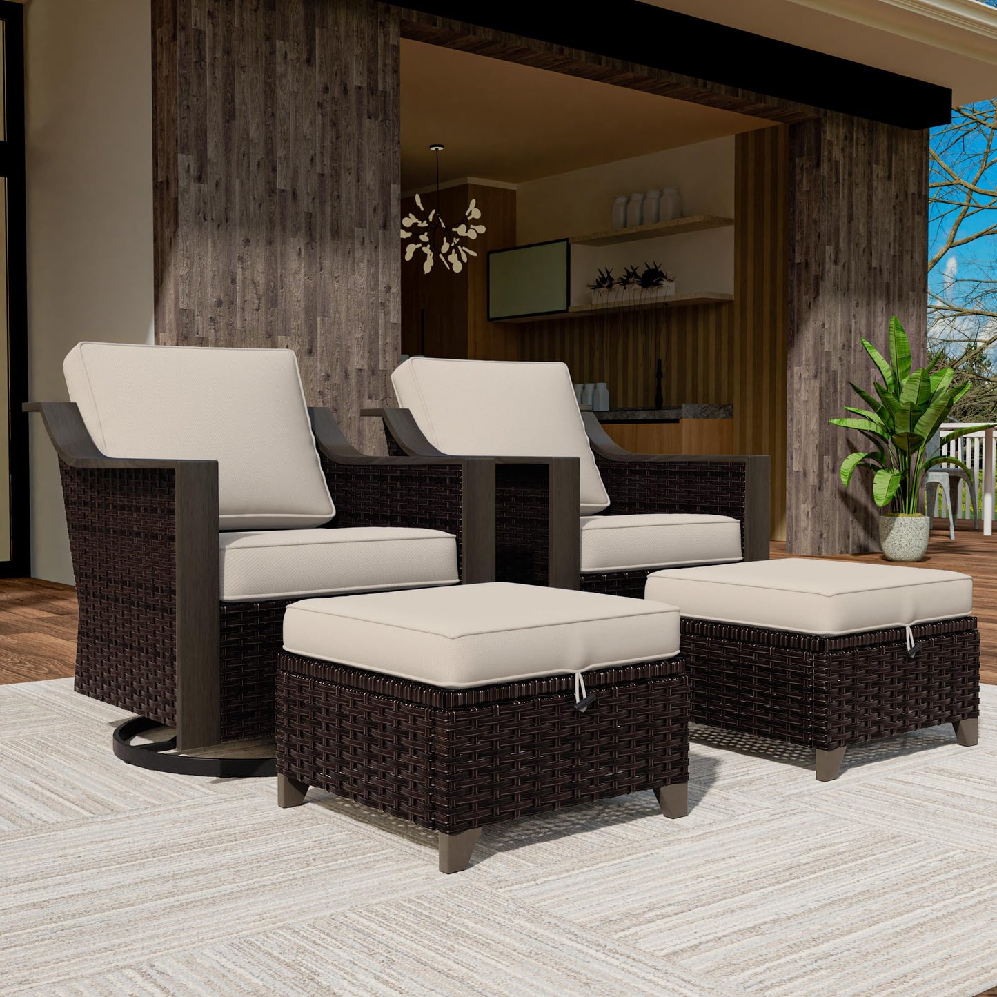 74 Inch Patio 3-Seater Sofa,PE Wicker Outdoor Lounge with Thick Removable Water-Resistant Cushions, Rust-Proof Steel Frame, 900LBS Capacity, Beige