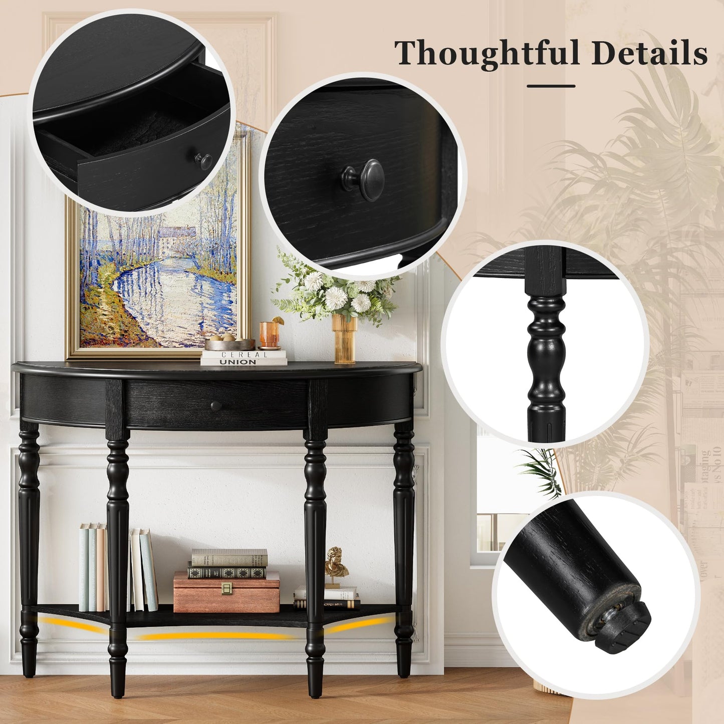 LKTART Small Solid Wood Sofa Table,Console Table with Drawers and Bottom Shelf, Entryway Hallway Foyer Entry Table for Living Room(23.7" Natural)
