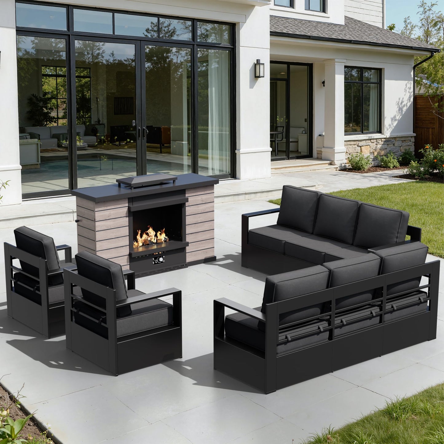 Aluminum Patio Swivel Chair - Outdoor Swivel Rocking Chair with 6" Thick Removable Cushions, All-Weather Metal Frame, Deep Setting for Garden, Poolside and Porch