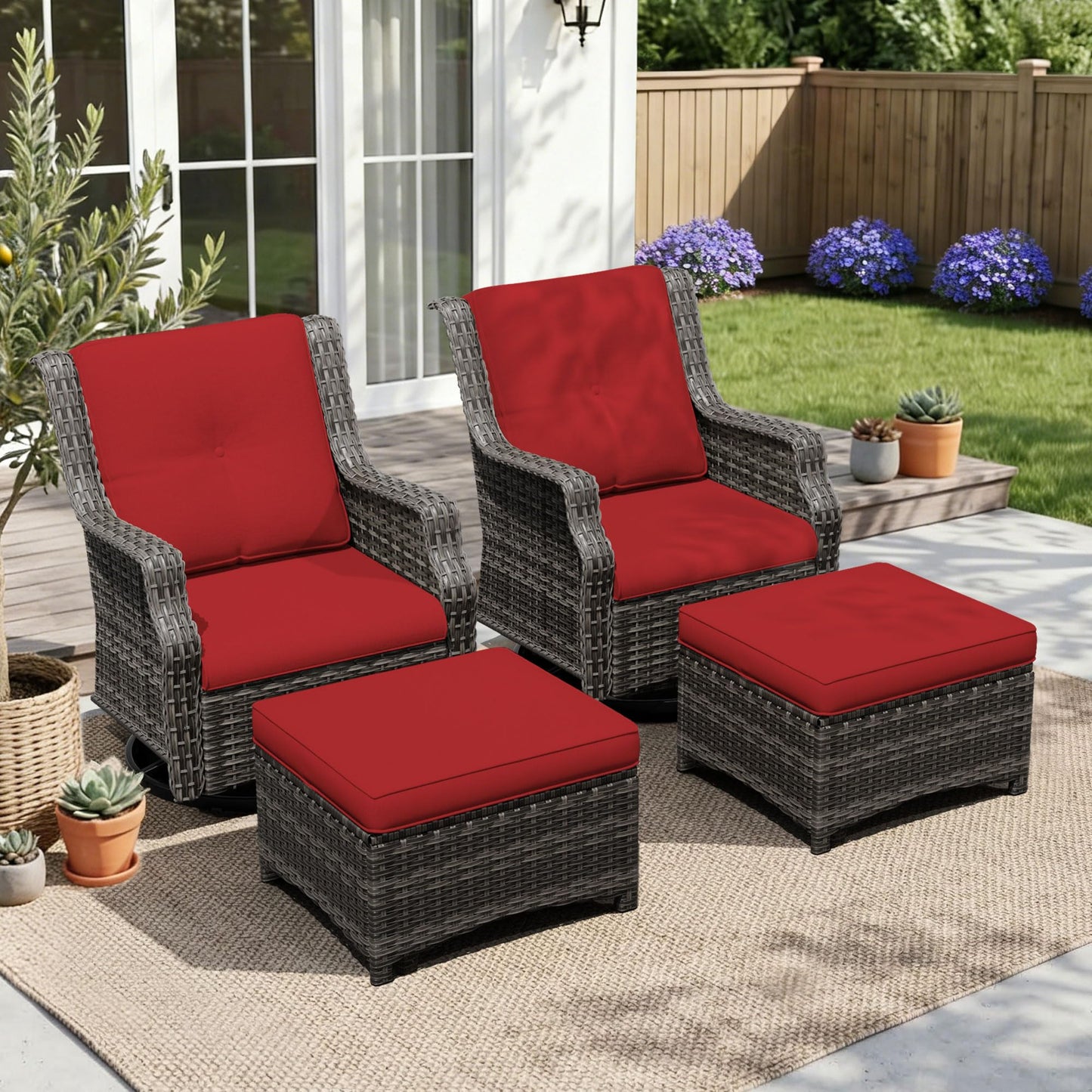 Outdoor Patio Loveseat, All-Weather 2-Seater Wicker Loveseat with Cushions, Outdoor Patio Love Seat Sofa for Garden, Balcony and Deck